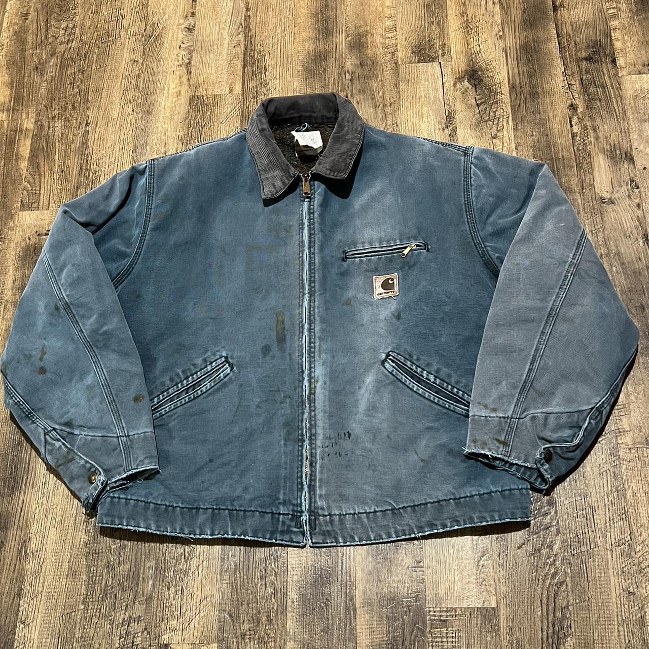 Vintage 90s Carhartt Detroit jacket Teal/Green work... - Depop