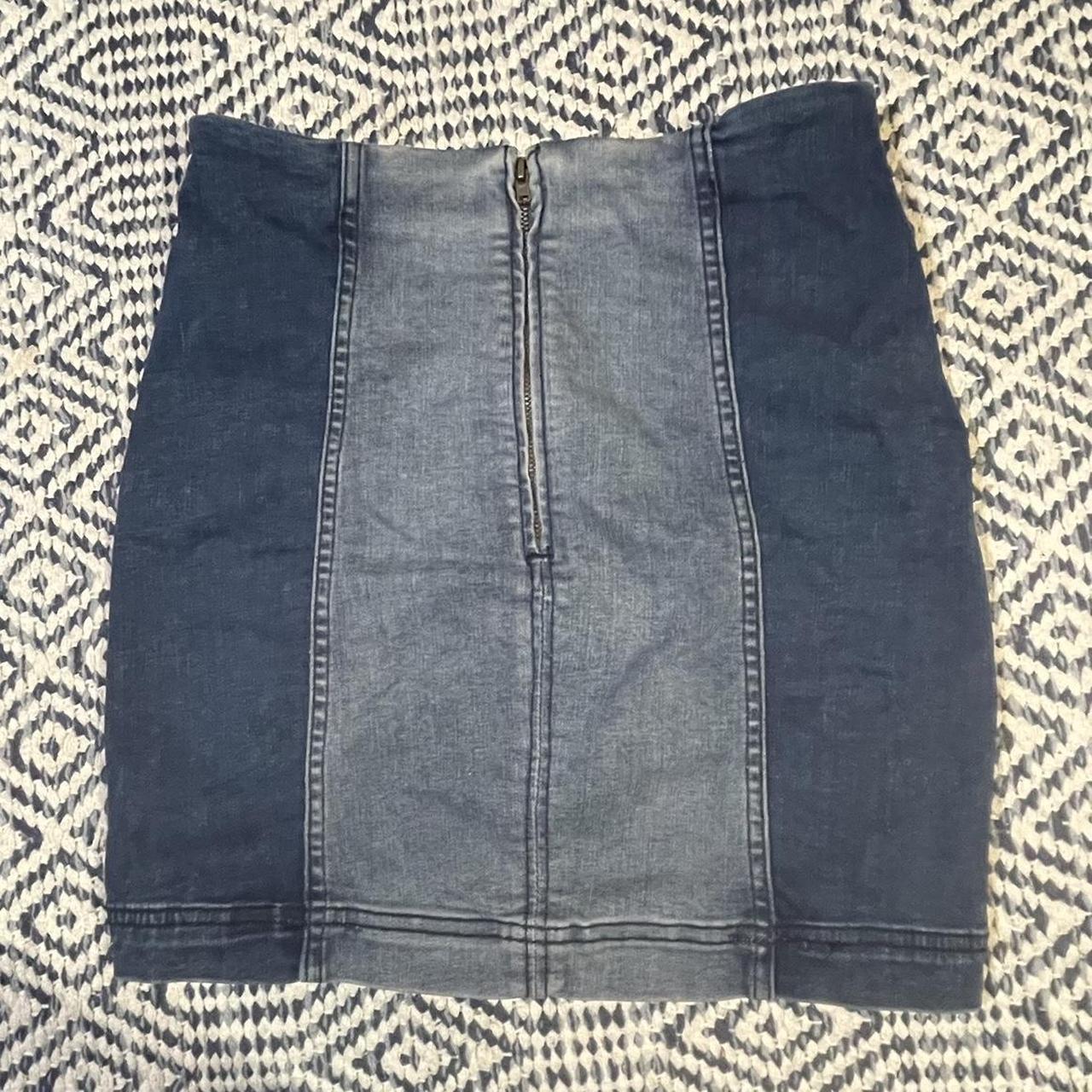 Free People Women's Navy and Blue Skirt | Depop