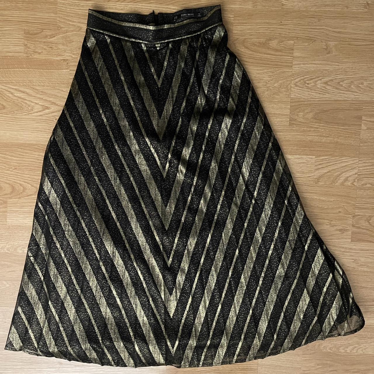 Black and shop gold striped skirt