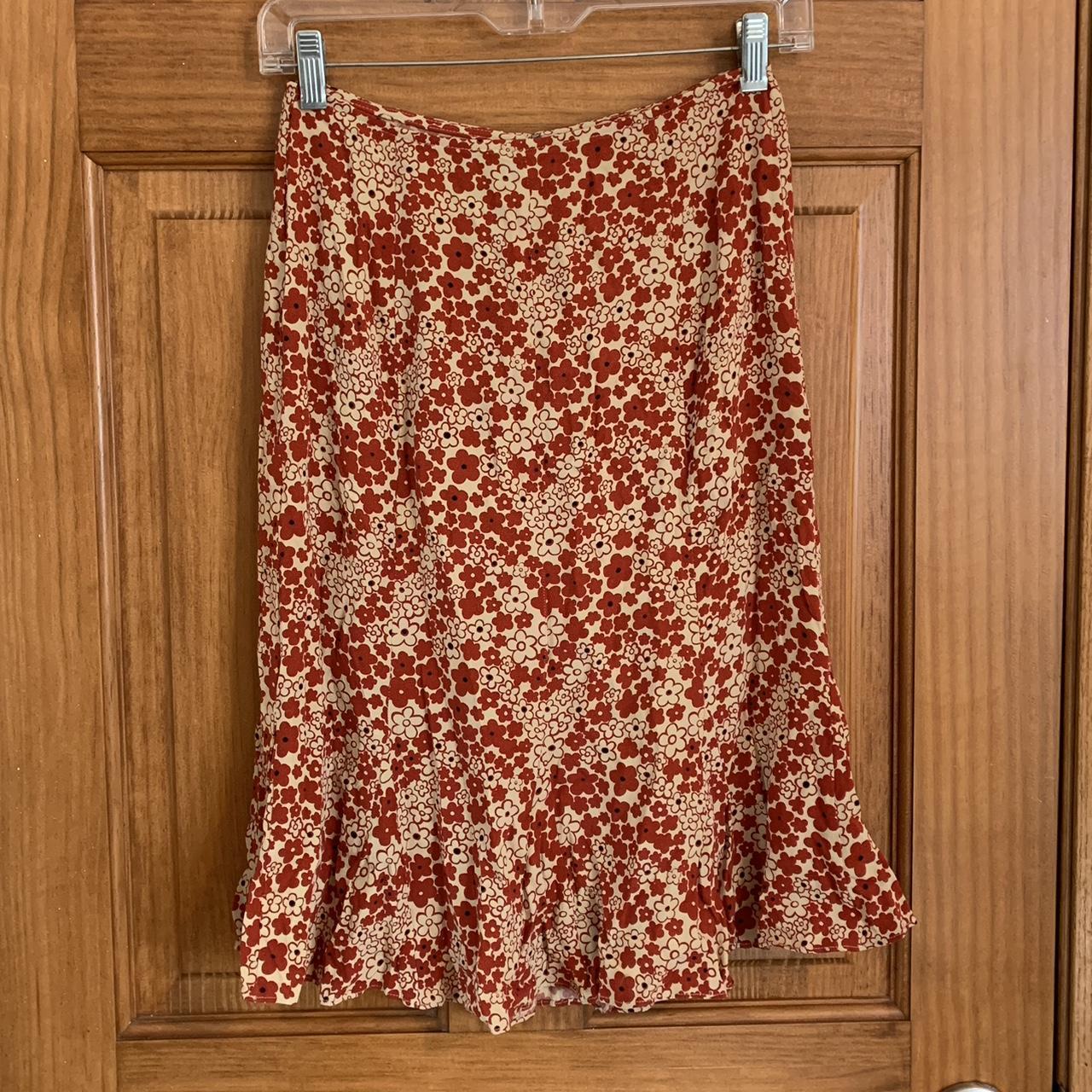 Ann Taylor Women's Red and Cream Skirt