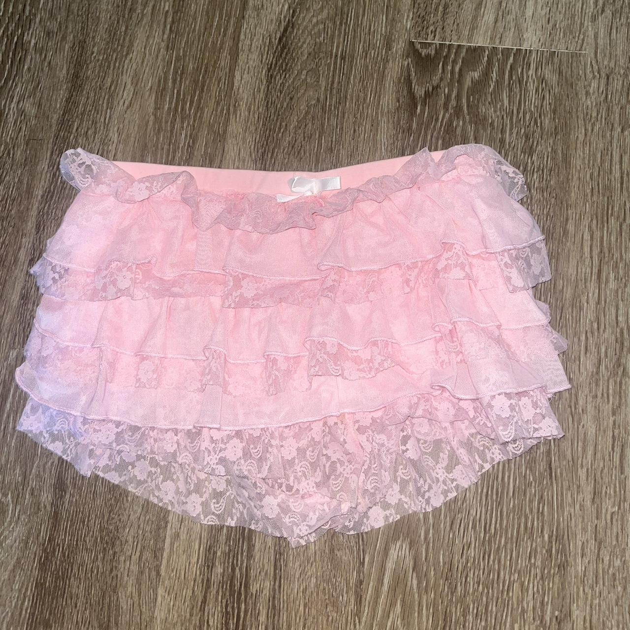 Edikted Unicorn Lace Ruffle Shorts in Pink