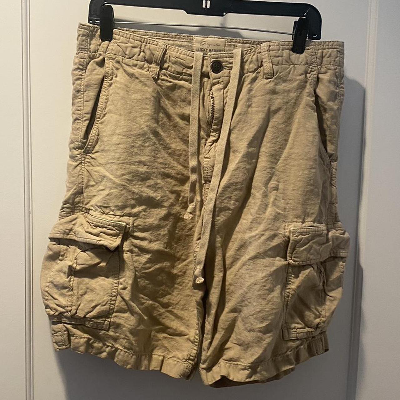 cargo linen jorts !! these longer shorts are perfect - Depop