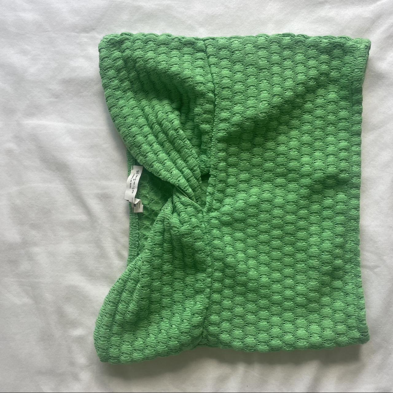 green crotchet bandeau top pull and bear amazing... - Depop
