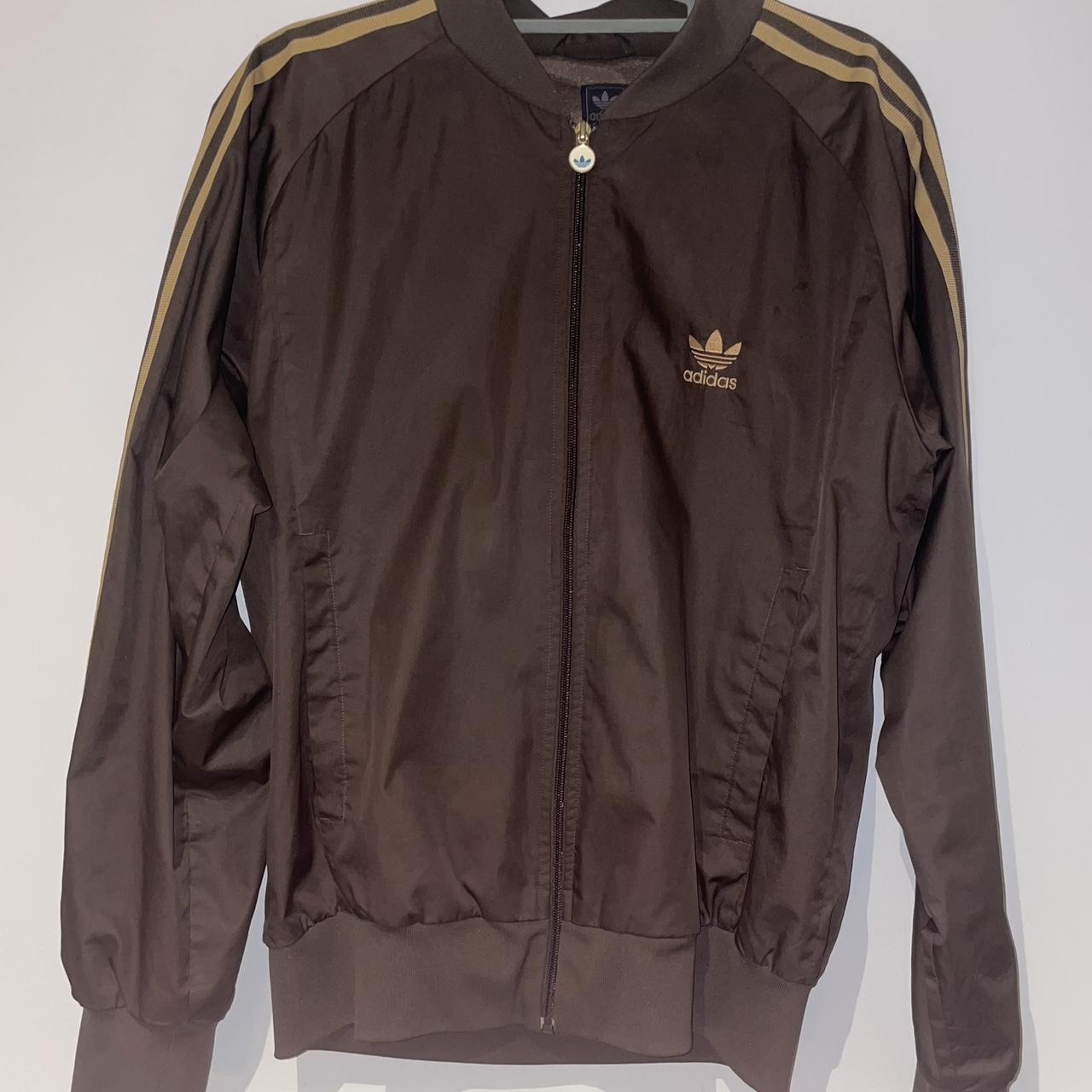Brown and gold adidas track jacket Super nice... - Depop