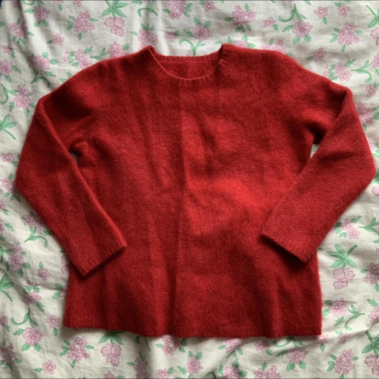 100 CASHMERE RED BABYDOLL SWEATER fitted, soft,... Depop