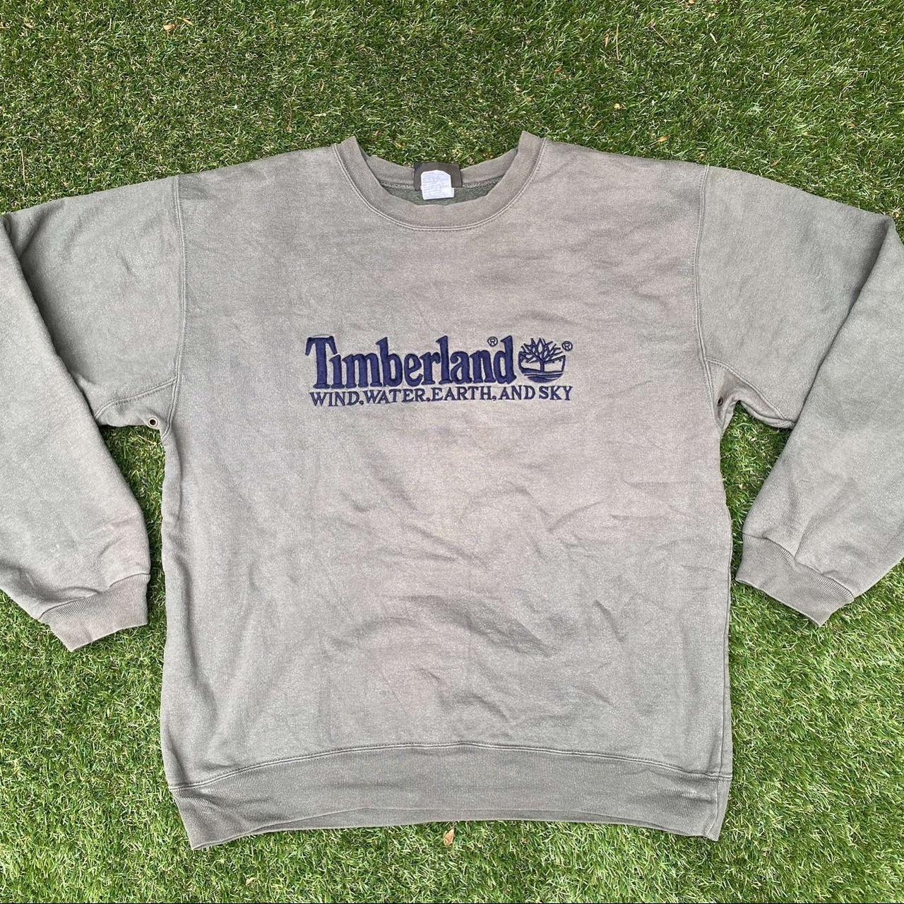 Timberland Men's Green and Navy Sweatshirt | Depop