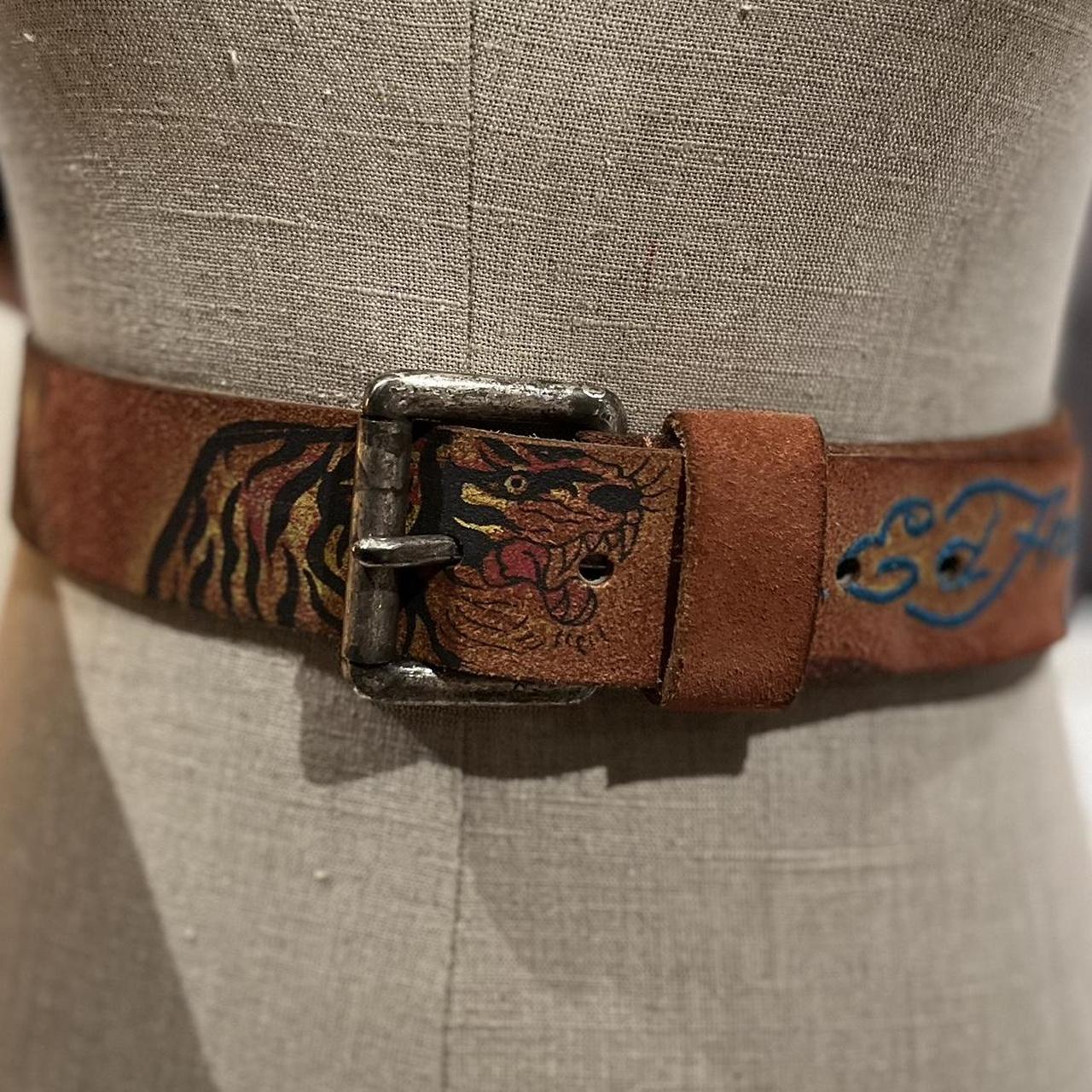 Women s Ed Hardy hand painted leather belt. Made. Depop