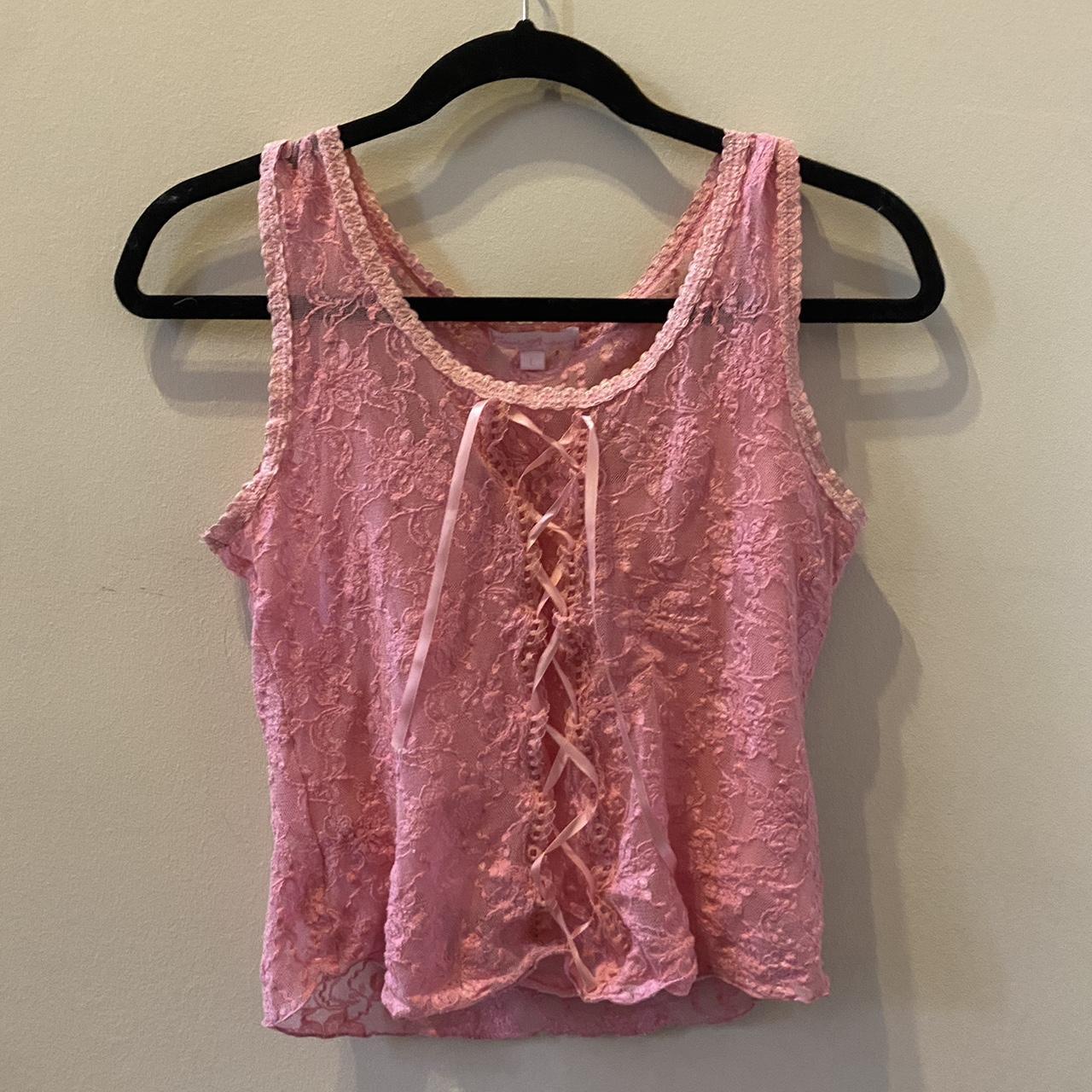 Pink lace corset cami 💐 very cute for the summer... - Depop