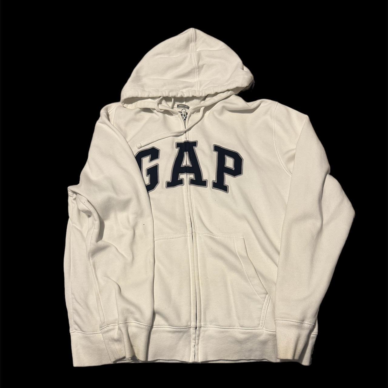 white gap zip up hoodie size l - Depop