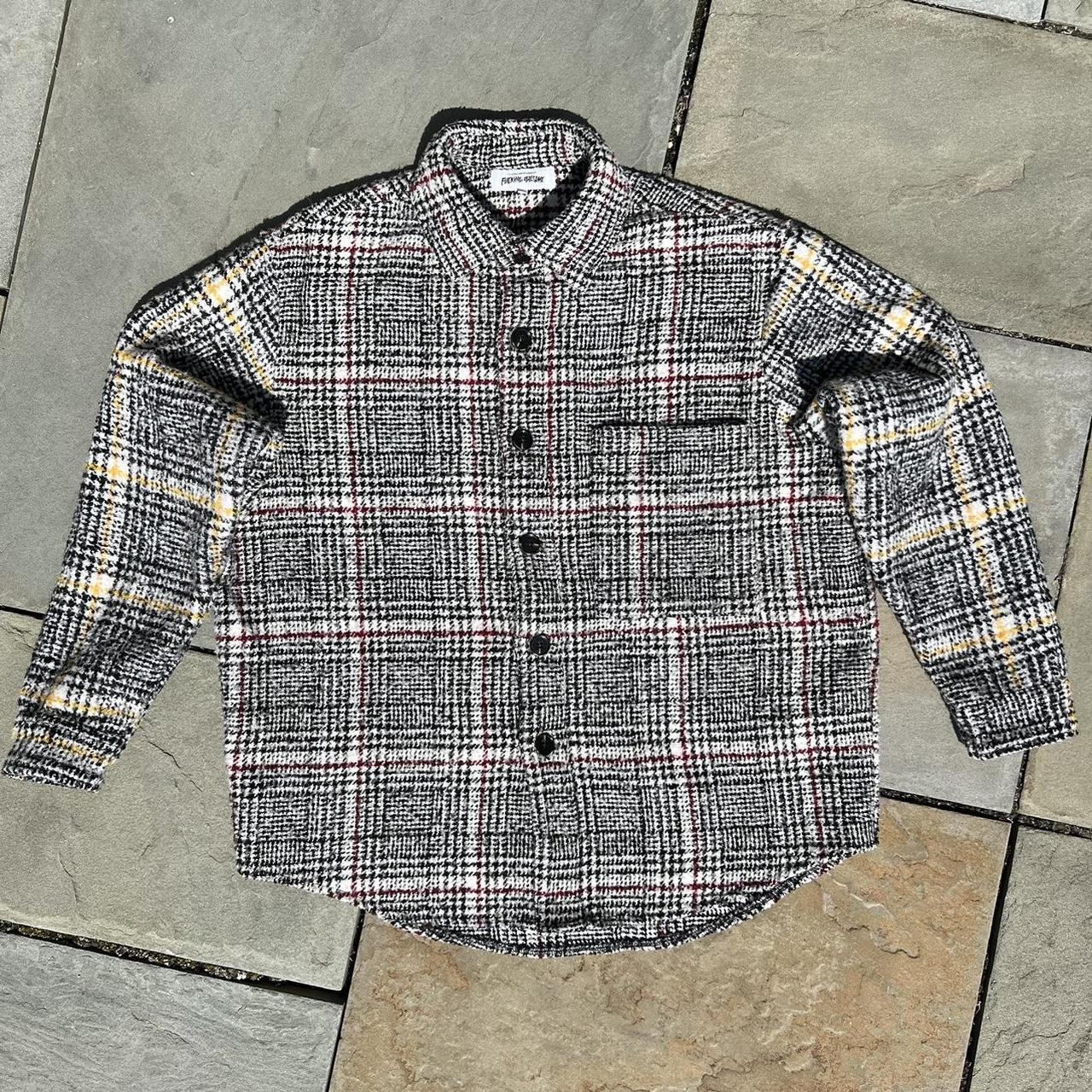 FA Boucle Houndstooth Heavy Flannel Overshirt Size... - Depop