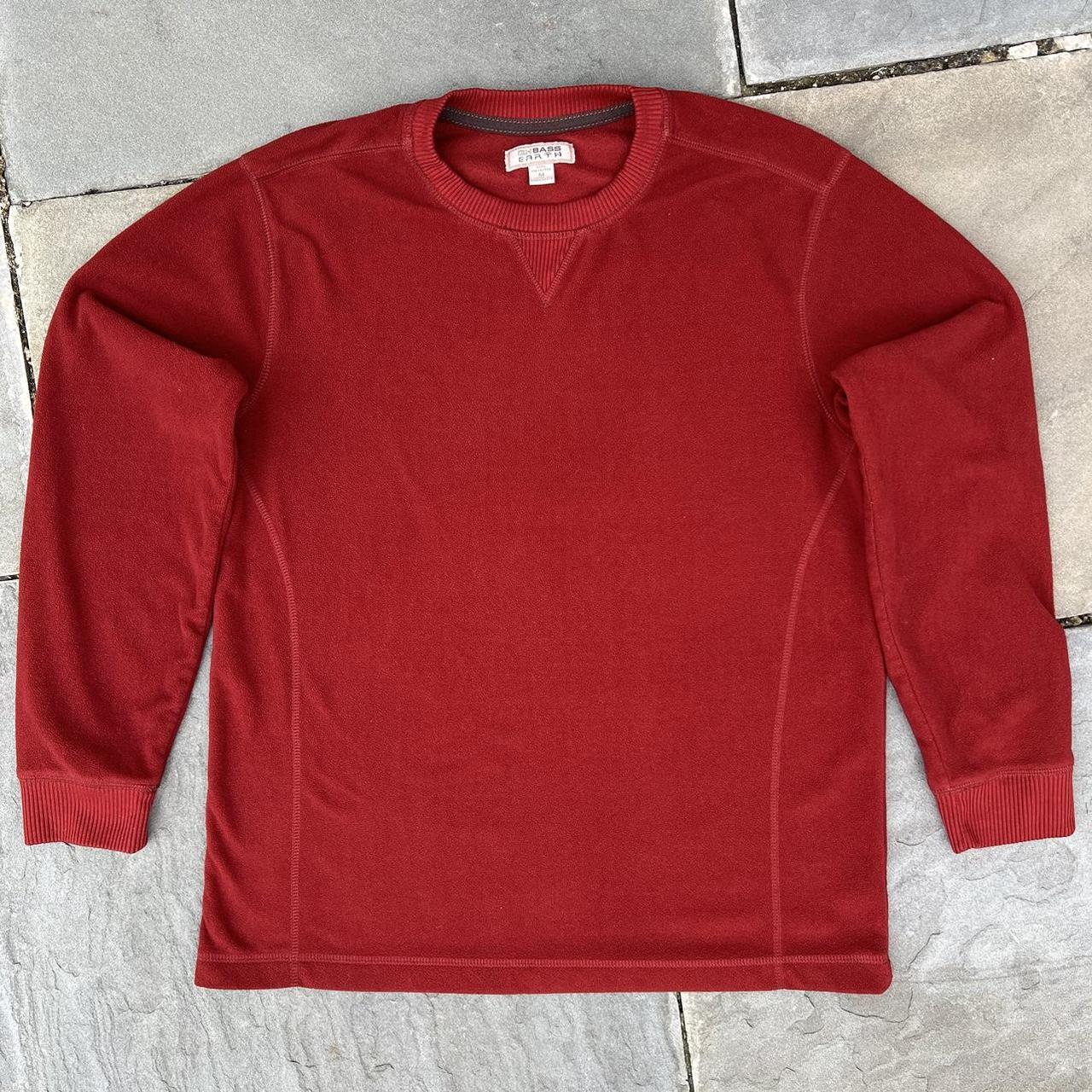 Y2K Red Orange Fleece Crewneck Sweatshirt Size... - Depop