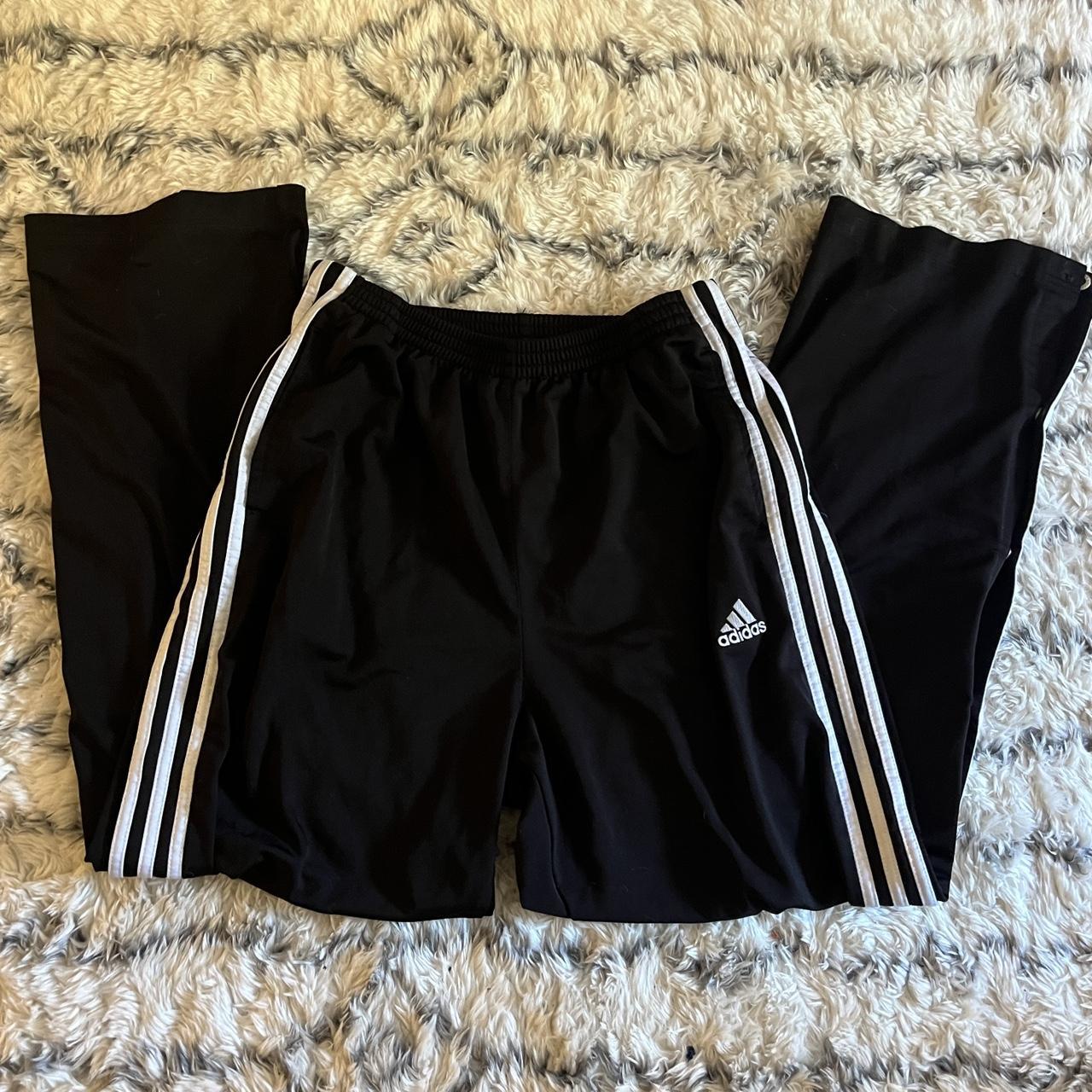 black & white adidas track pants 🤍🖤 wide legged... - Depop