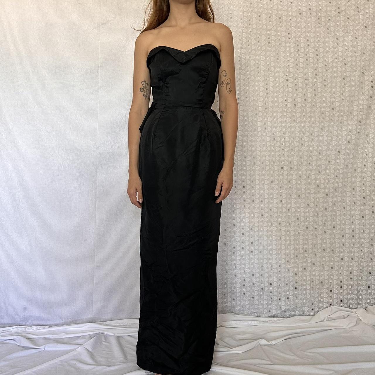 Vintage Tadashi Shoji Maxi Evening Dress Bow detail… - Depop