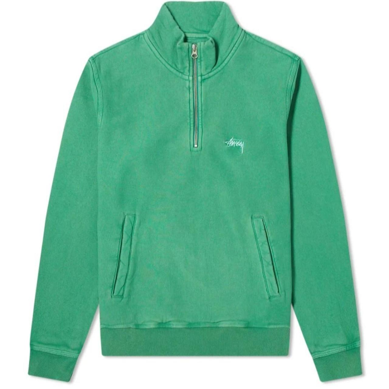 希少 美品Stussy stock fleece mock sweat Stussy Mens Stock Logo Mock Zip Neck Sweatshirt Grey Heather