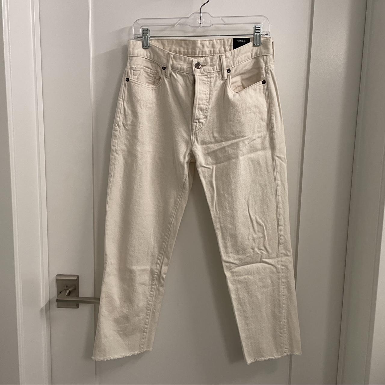 Vince Women S Cream And White Jeans Depop