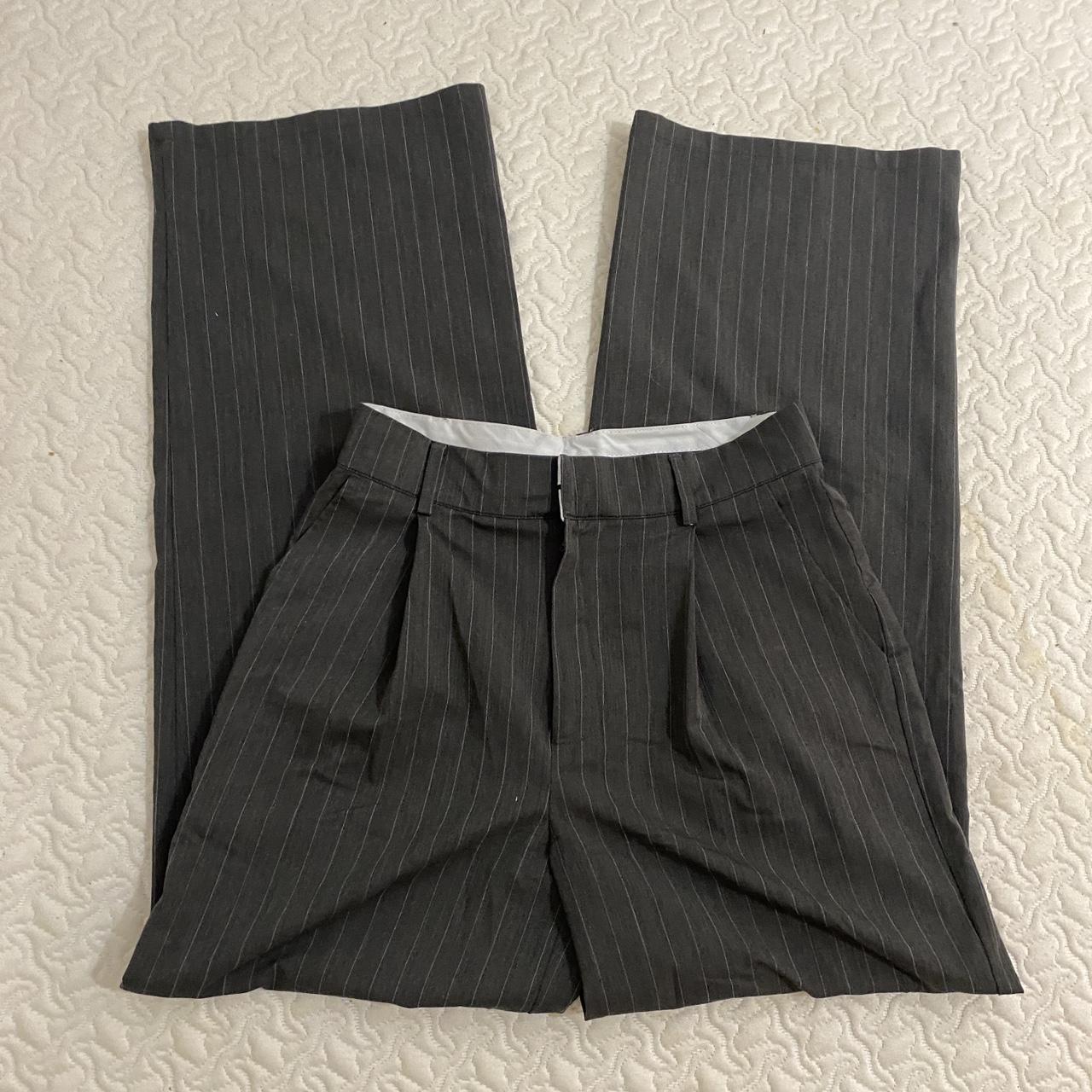 Cotton On Pinstripe Pants grey and white pinstripe... - Depop