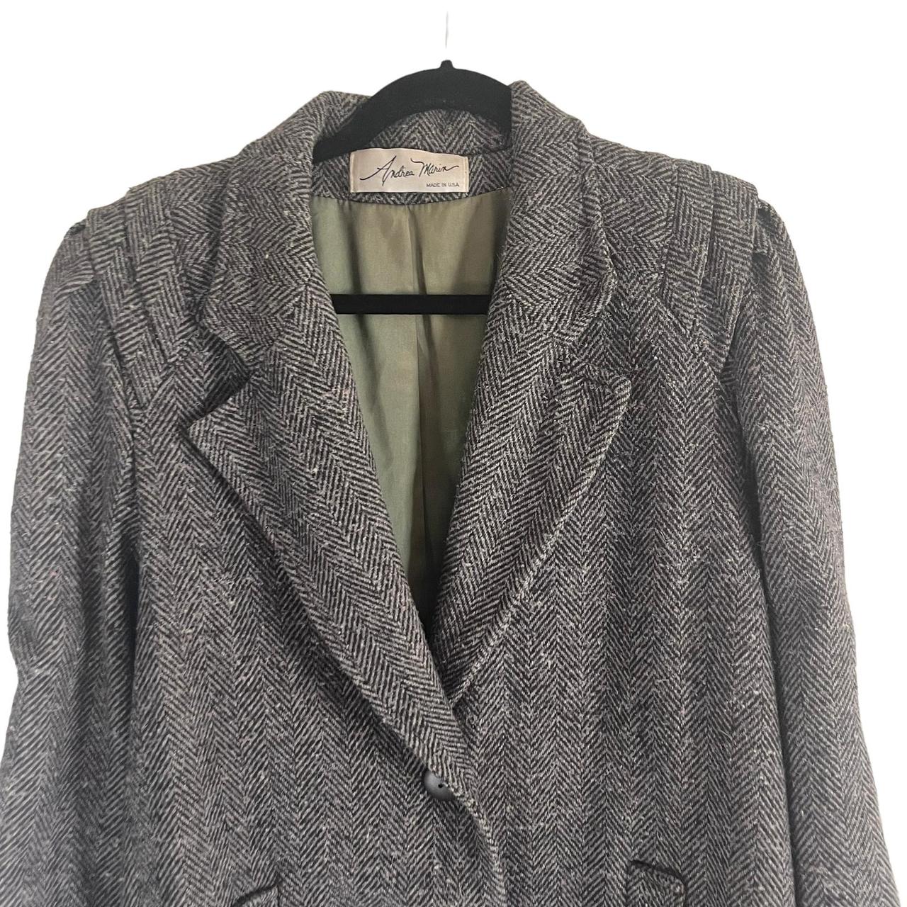 Andrea Marin USA Vintage Wool Blend Gray Twee Tweed... - Depop