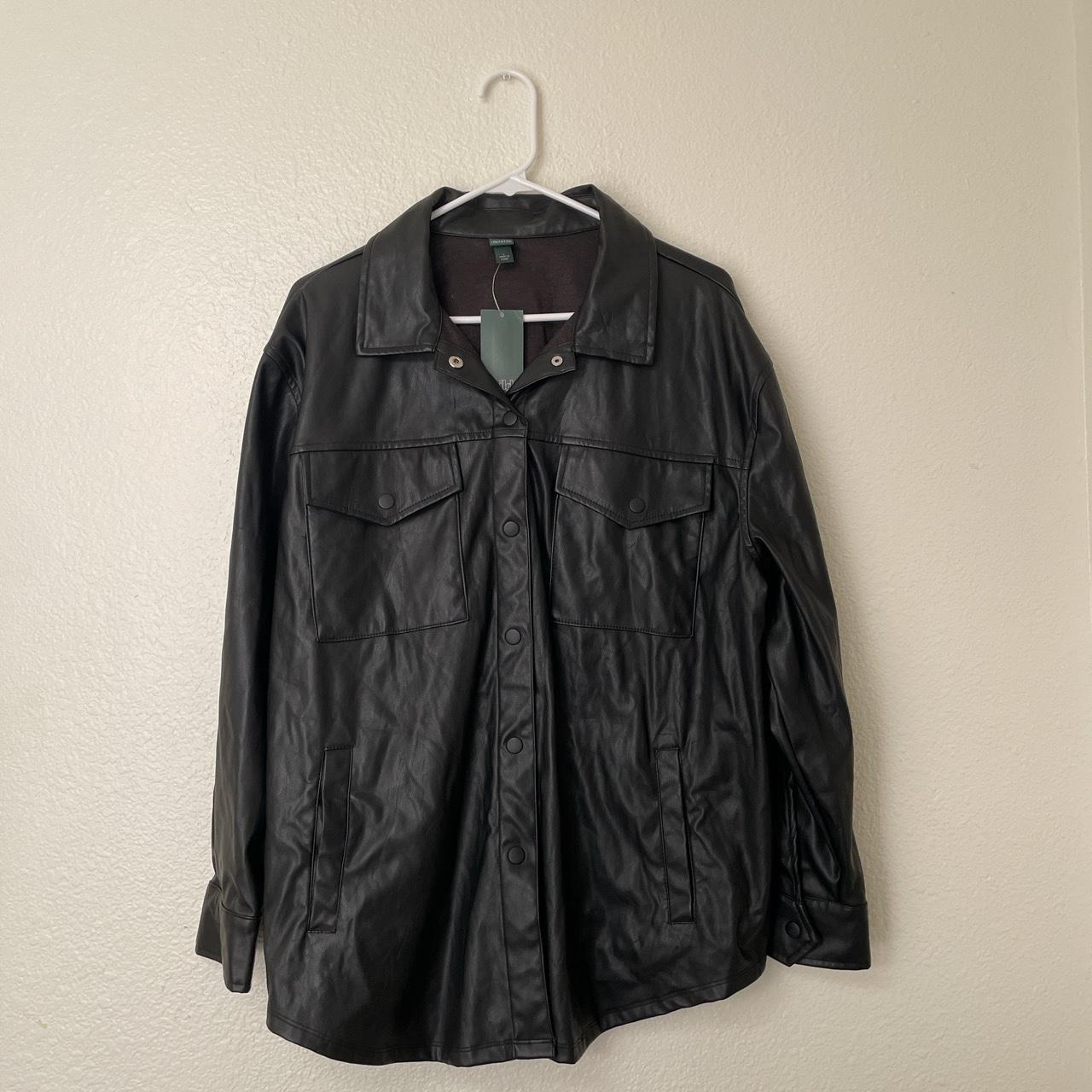 Black leather jacket Wild Fable Size: Large Great... - Depop