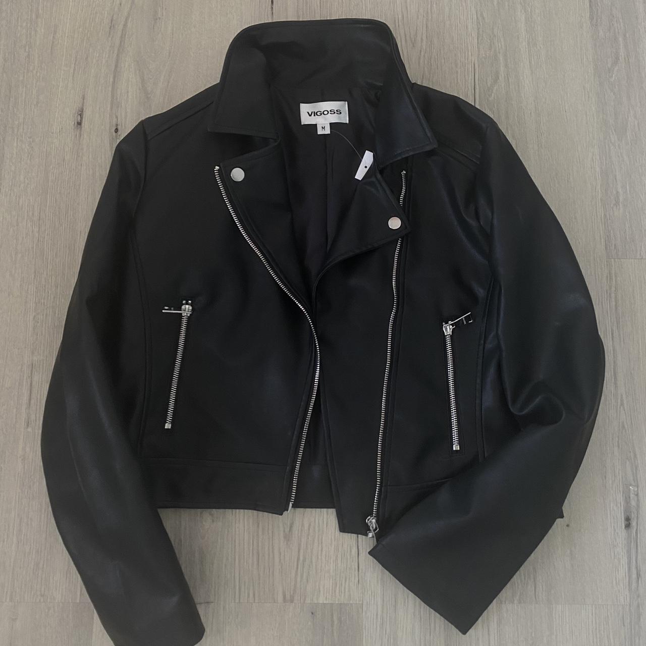 vigoss leather jacket - size medium - brand new... - Depop