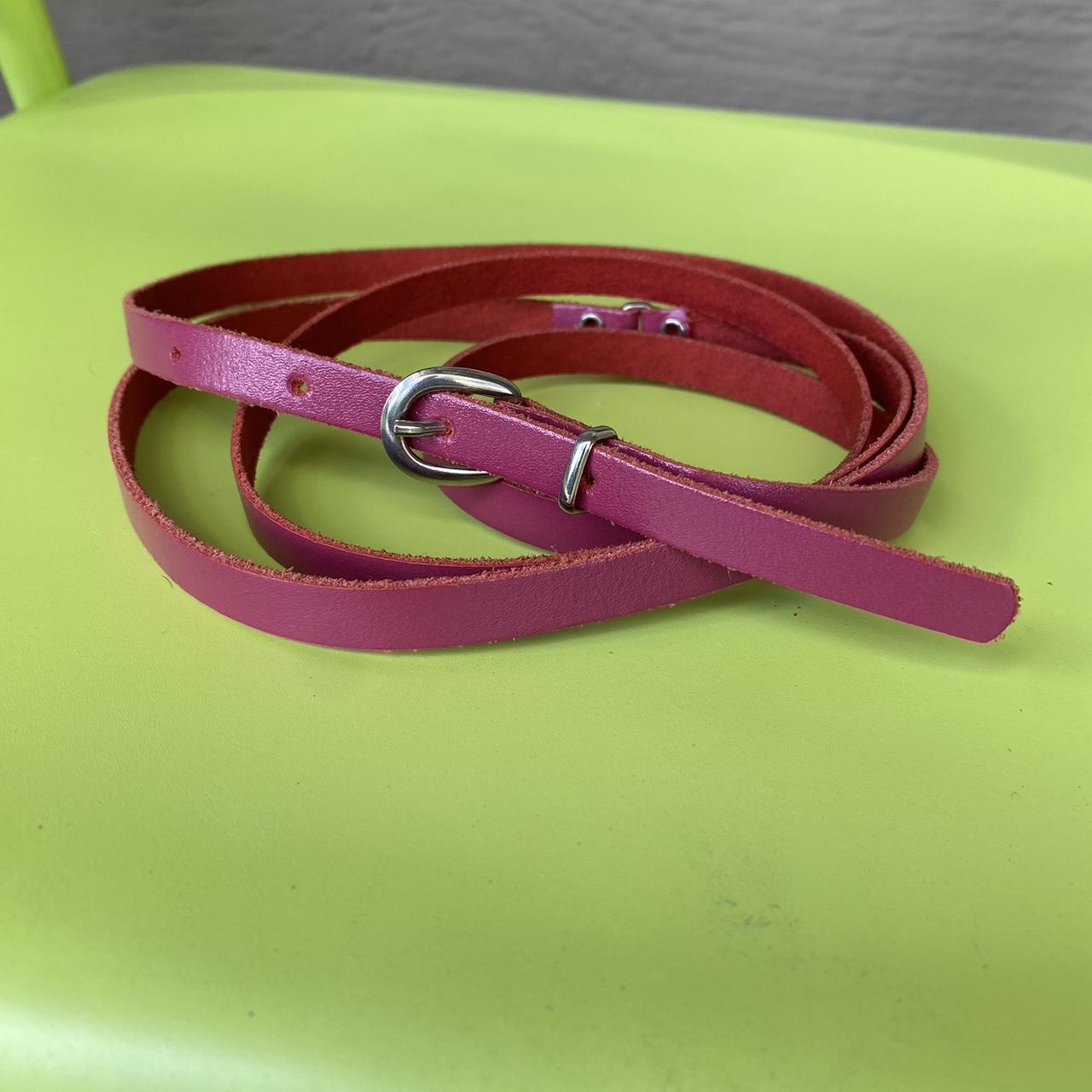 Vintage Pink Leather Skinny Belt This pretty pink... Depop