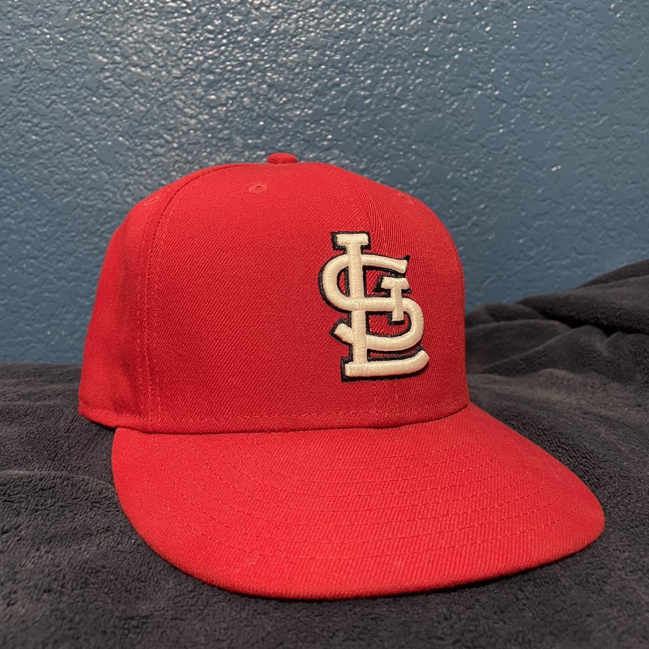 New Era St. Louis Cardinals Red Fitted Hat -size: 7 - Depop