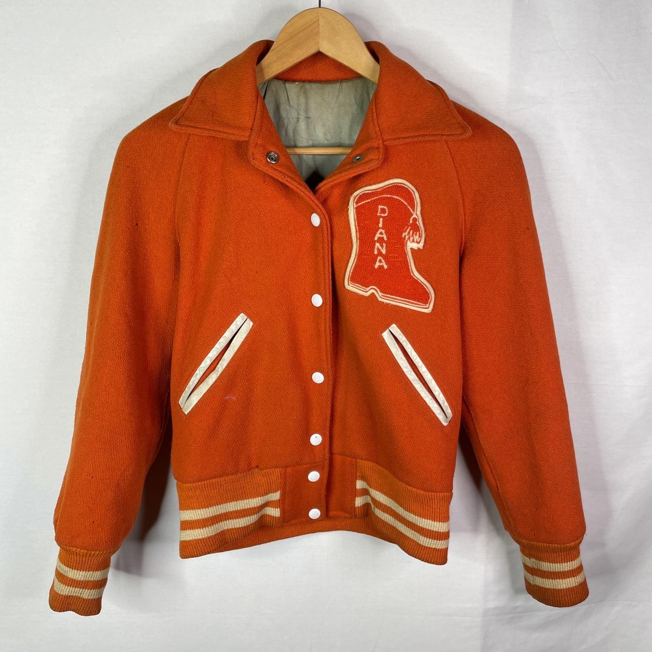 Women's Orange and White Jacket Depop