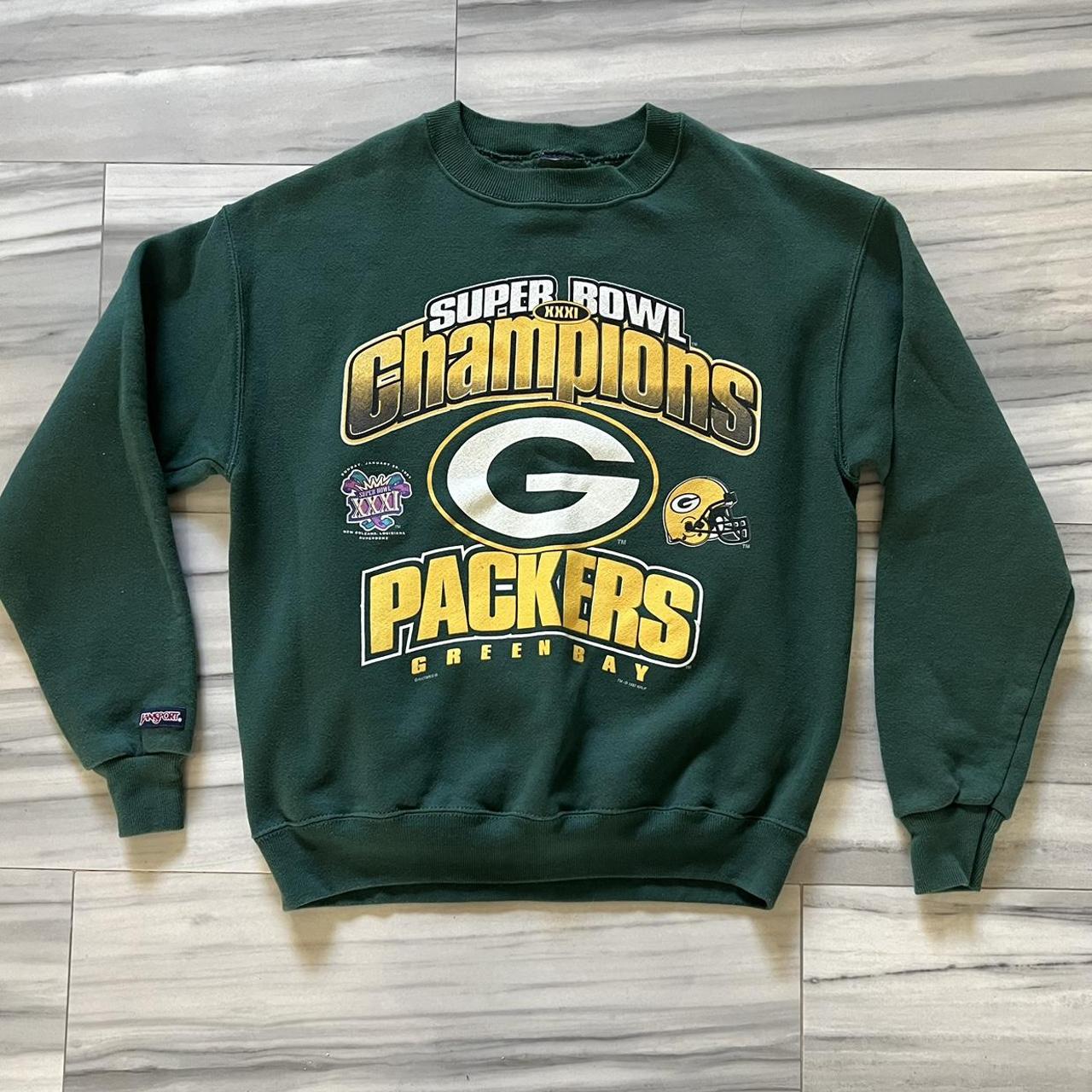 1997 Green Bay Packers Super Bowl Champions Crewneck - Depop