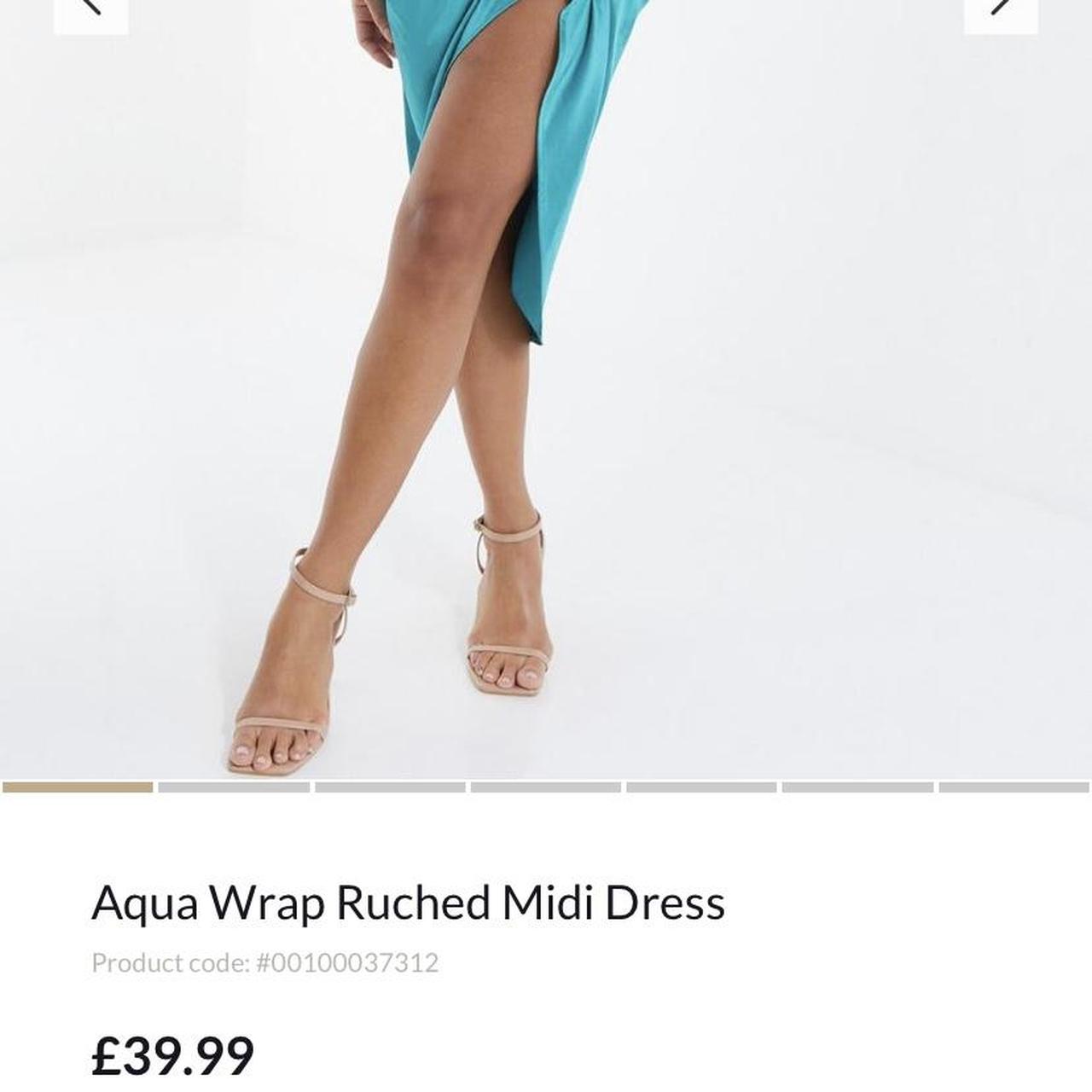 Aqua Wrap Ruched Midi Dress Special Depop