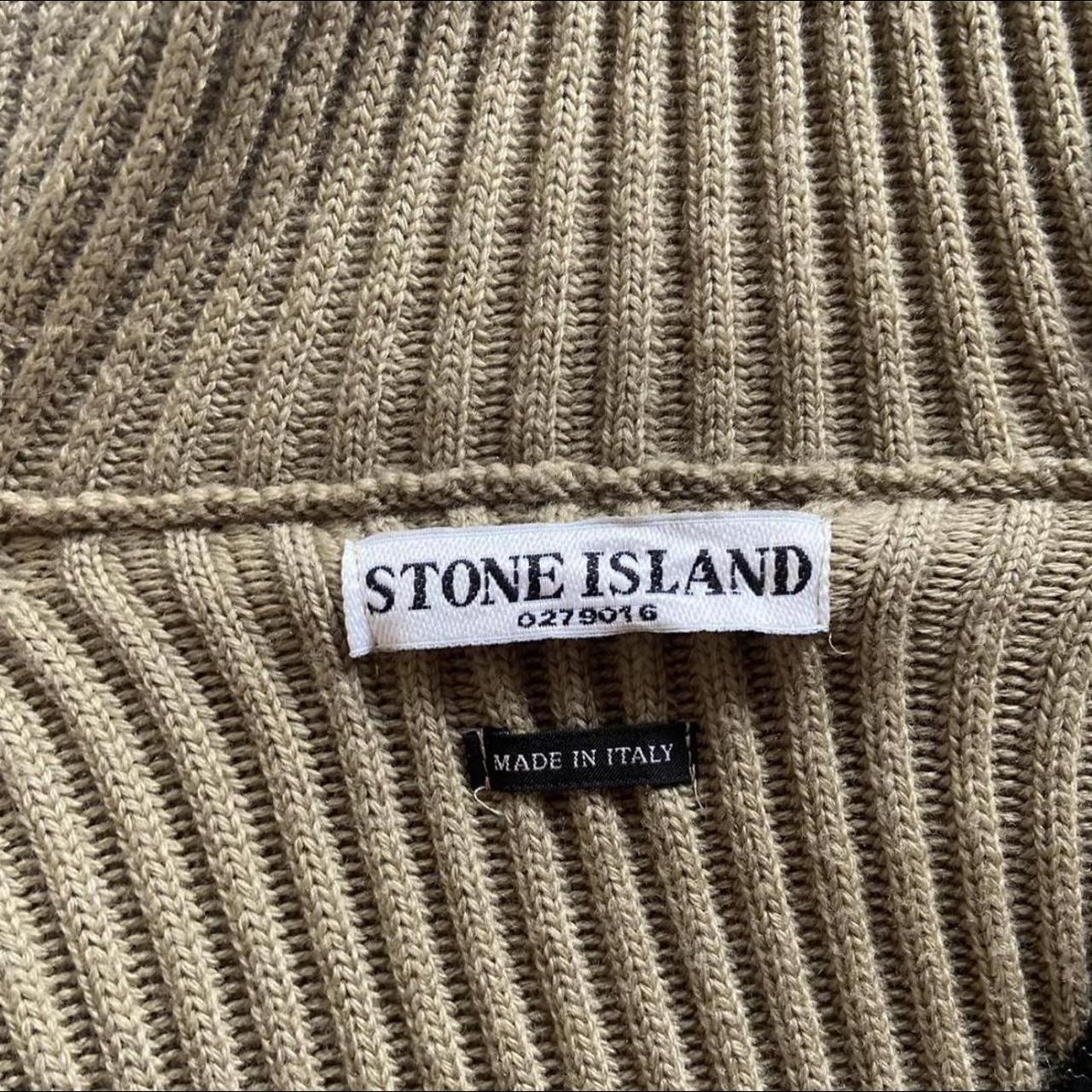 Authentic 2004 cream/tan knit stone island heavy... - Depop