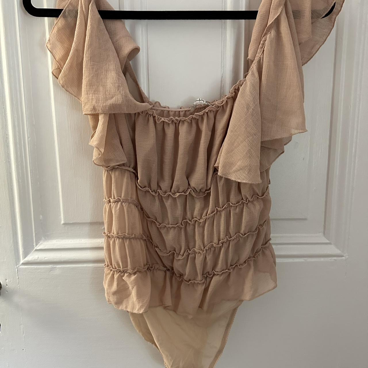 RUFFLED BODYSUIT - Beige-pink