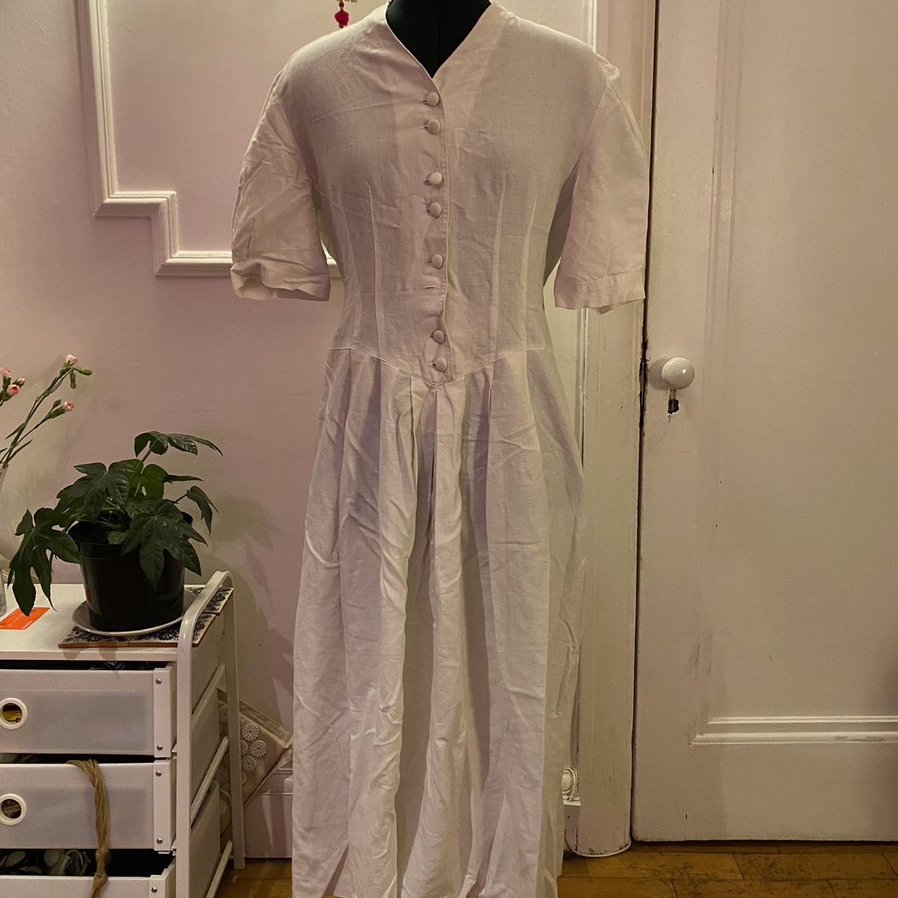 Vintage Laura Ashley Ljnen dress size 10 - Depop