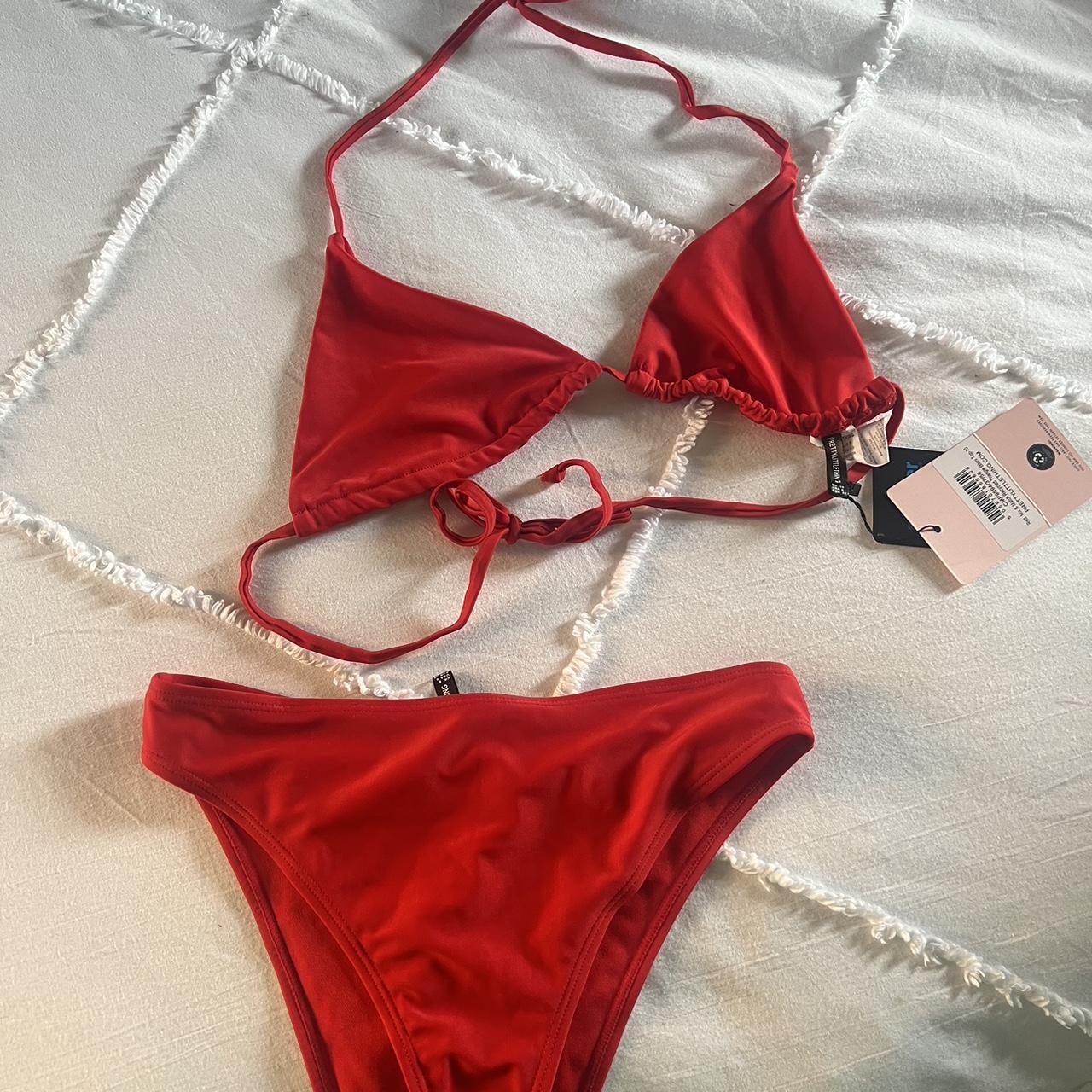 Red plt bikini never worn Top size 10 Bottoms size... - Depop