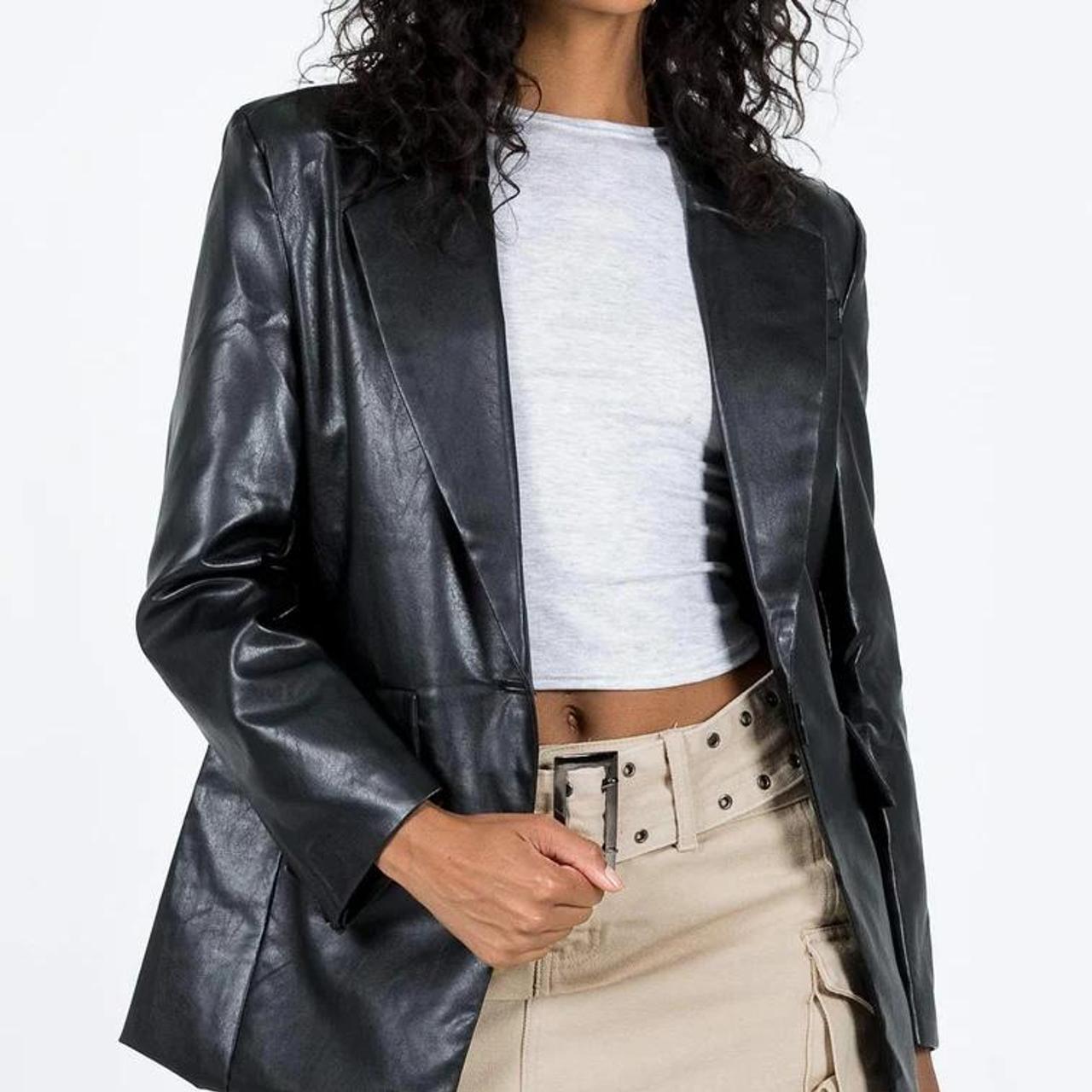 Princess Polly Women's Black Jacket Depop