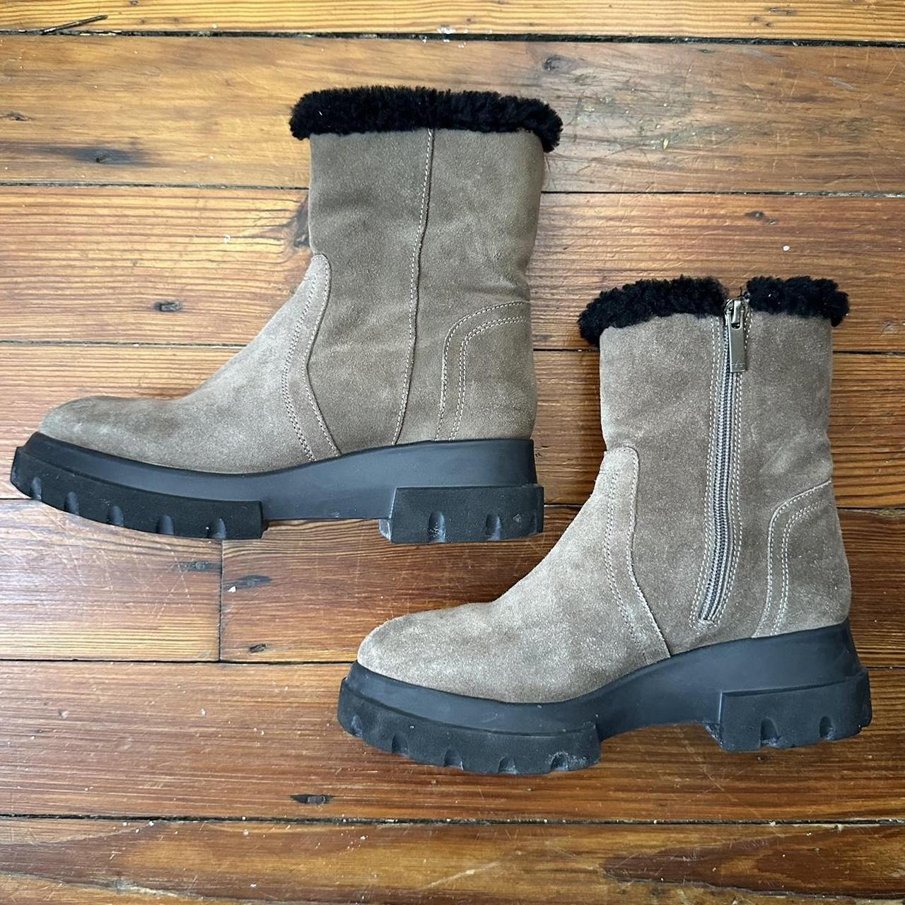 Aquatalia Kyla Weatherproof Suede Shearling Boots. Depop