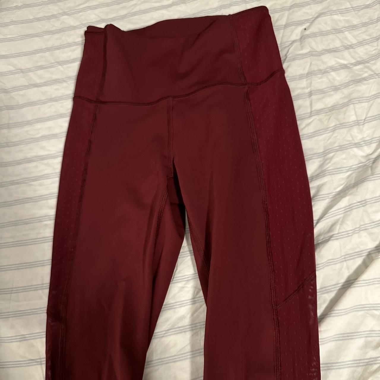 Maroon Lululemon leggings with mesh ⚡️ Size 2 / xs-small - Depop