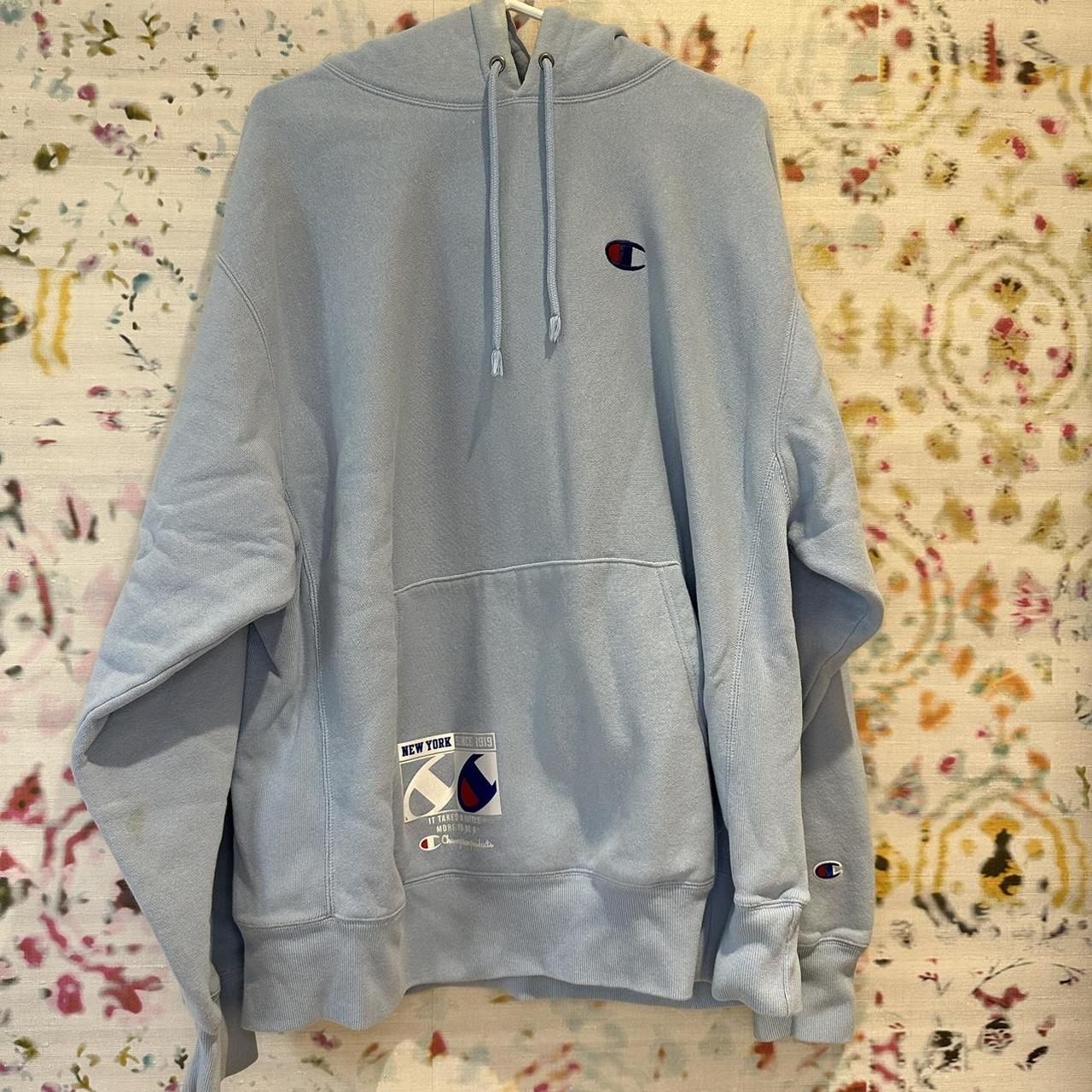 Champion sweater hotsell light blue outfit