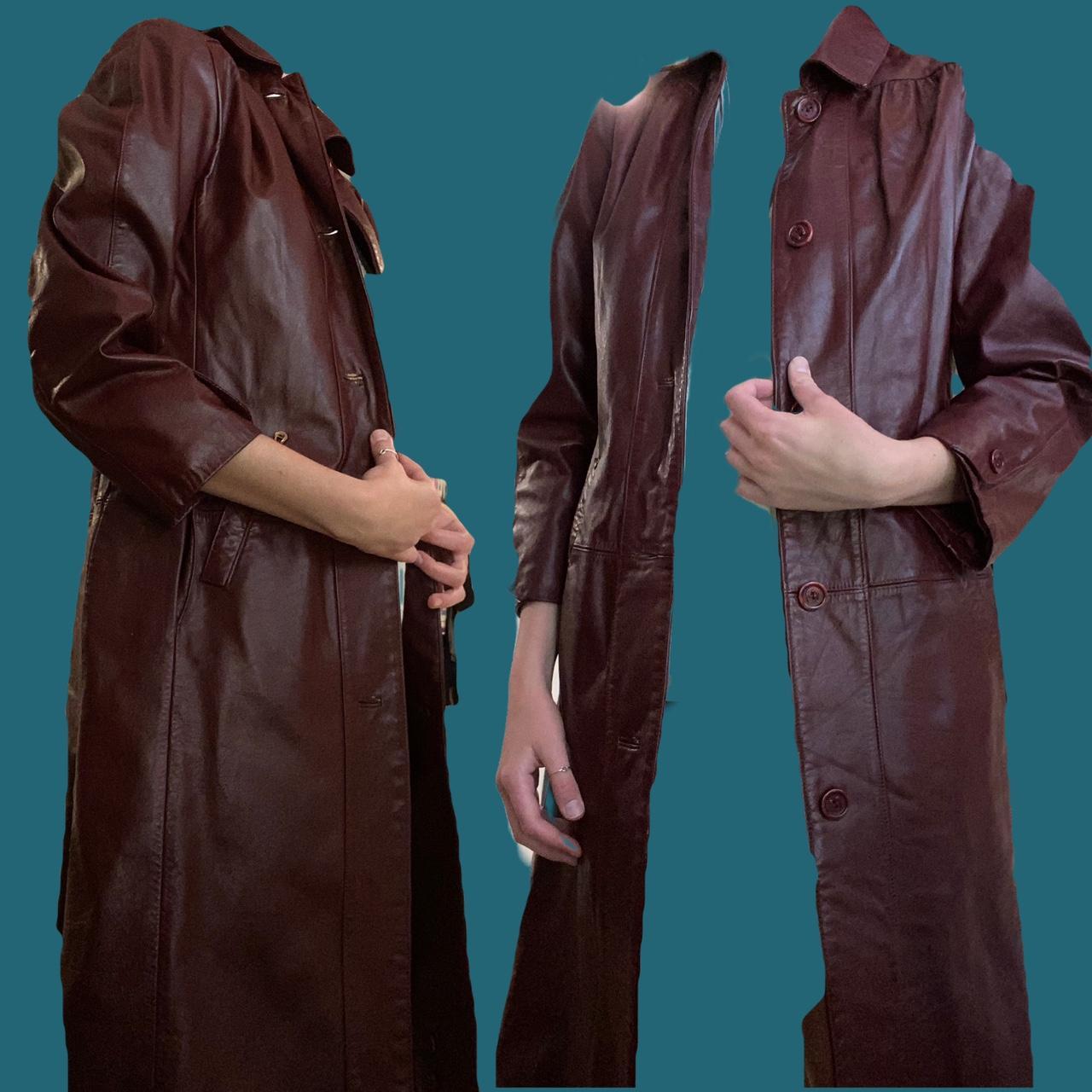 MENS RED LEATHER TRENCHCOAT/ JACKET faux... Depop