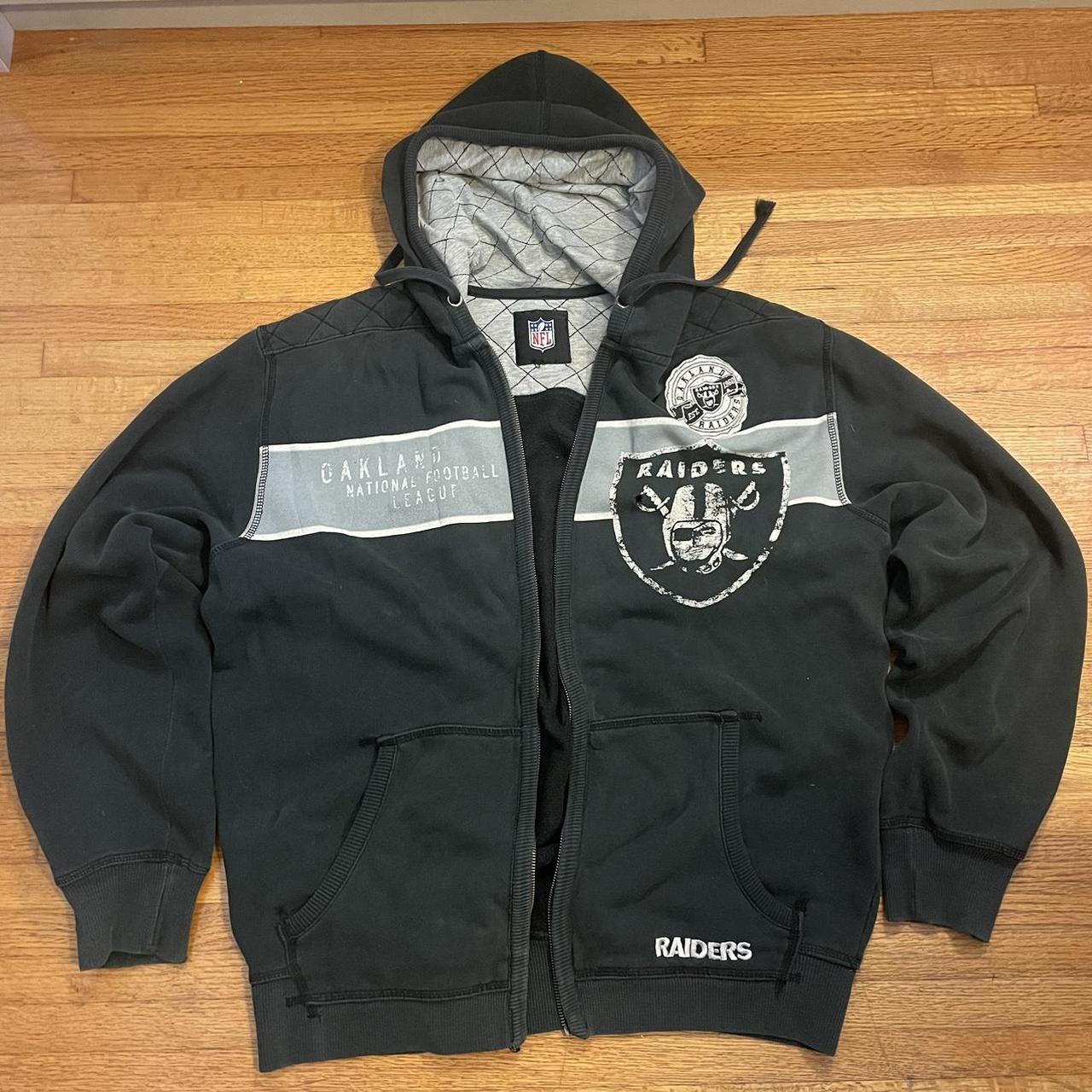 Vintage Y2K Oakland Raiders Full Zip Hoodie Size - Depop