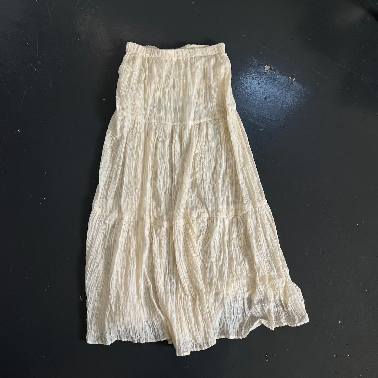 Vintage Cotton Beige 3 Tiered Maxi Skirt Gorgeous... - Depop