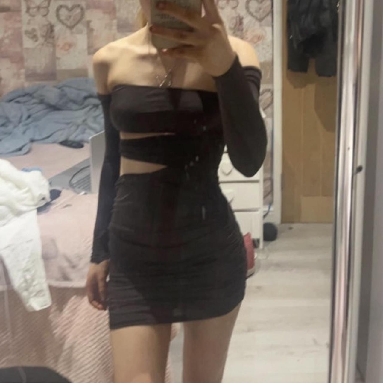 plt brown cut out dress