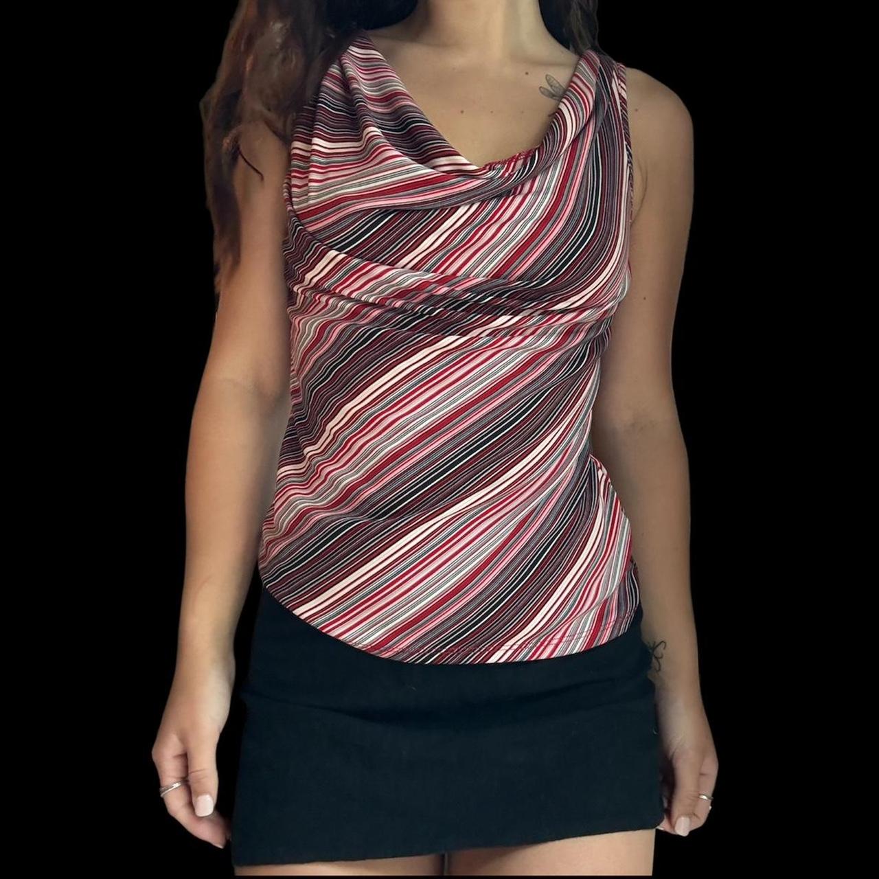 Vintage Striped Red & Black Tank Top Labeled a size... - Depop