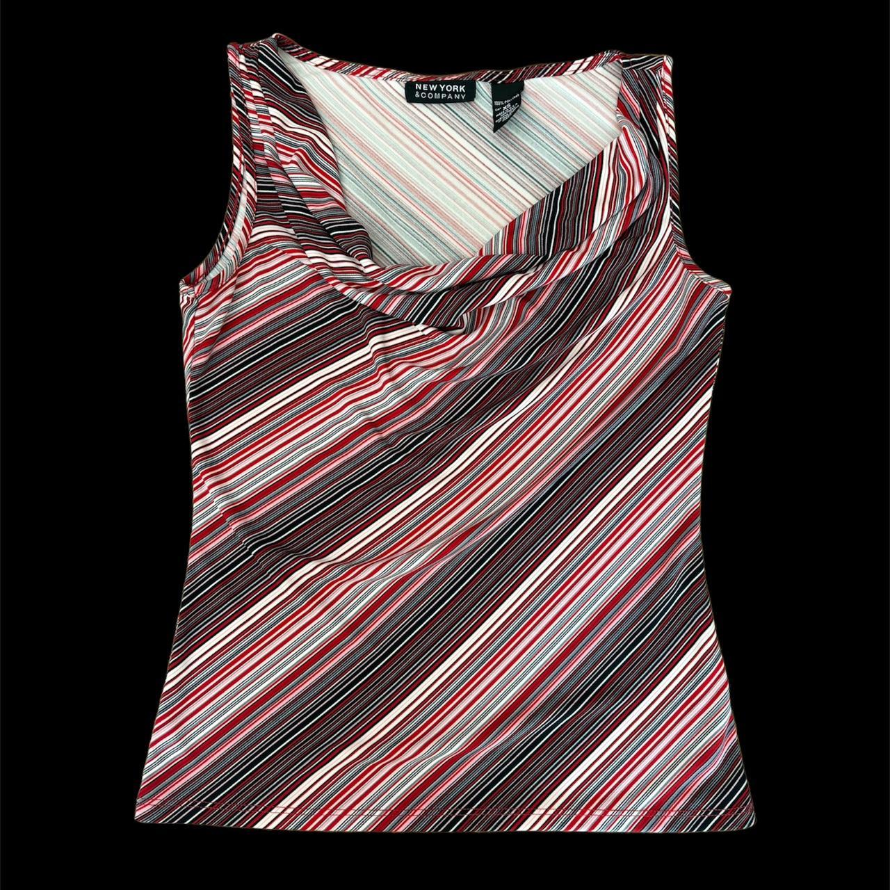Vintage Striped Red & Black Tank Top Labeled a size... - Depop