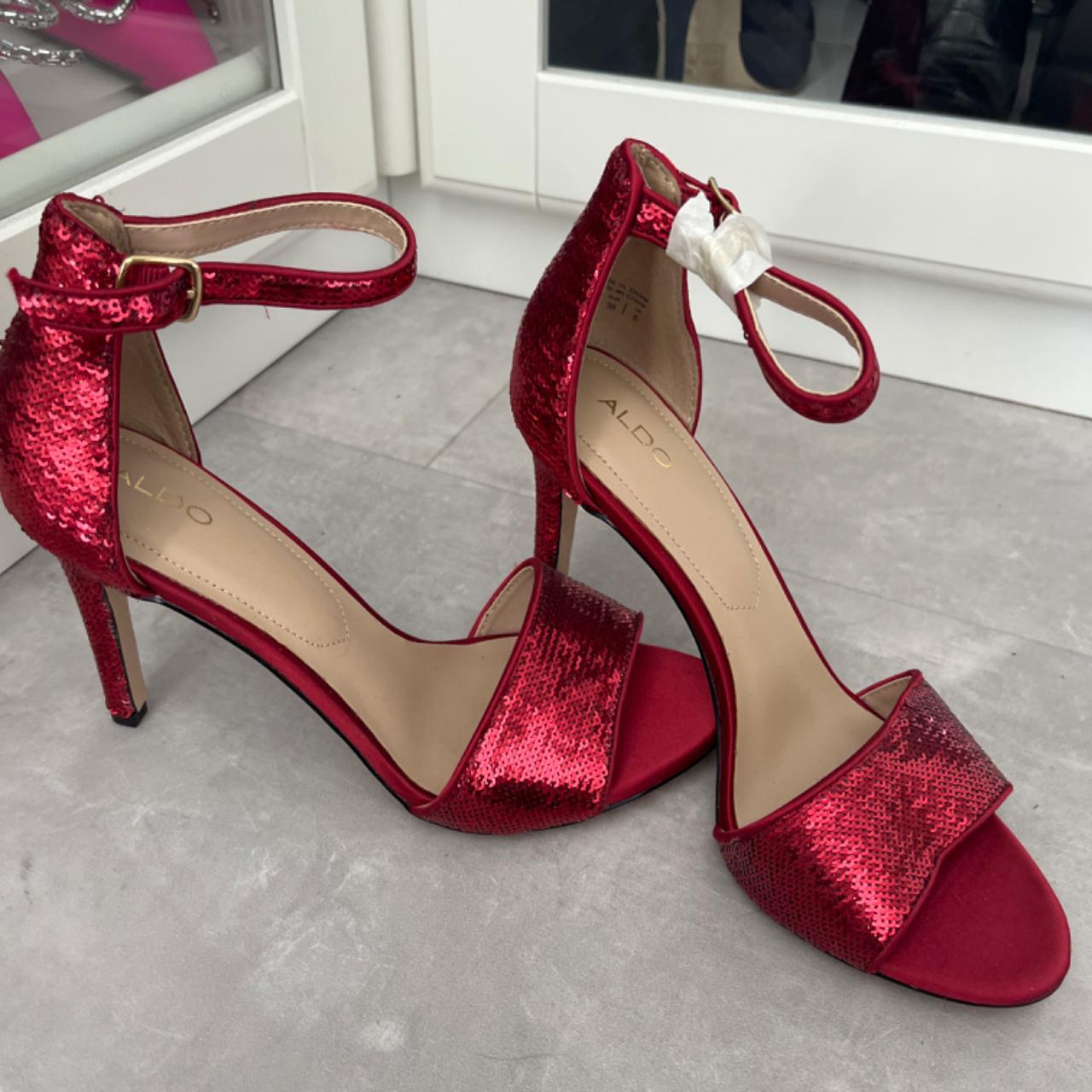 Aldo red glitter heels size 5