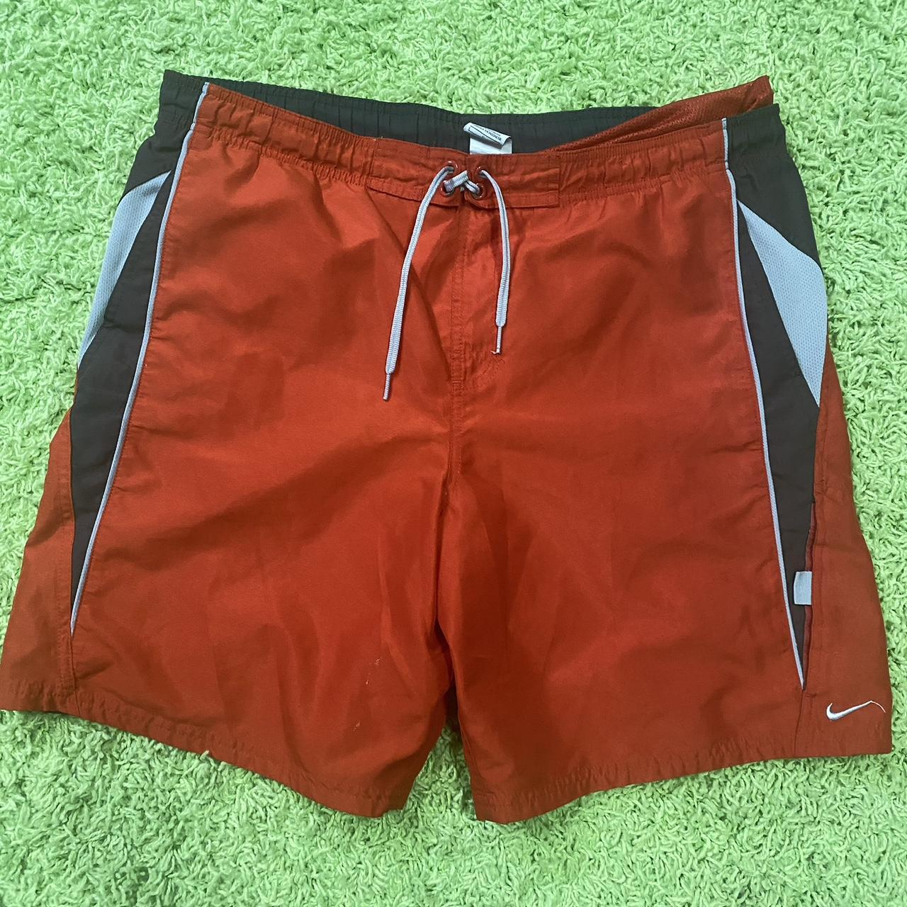 mens red nike swim trunks
