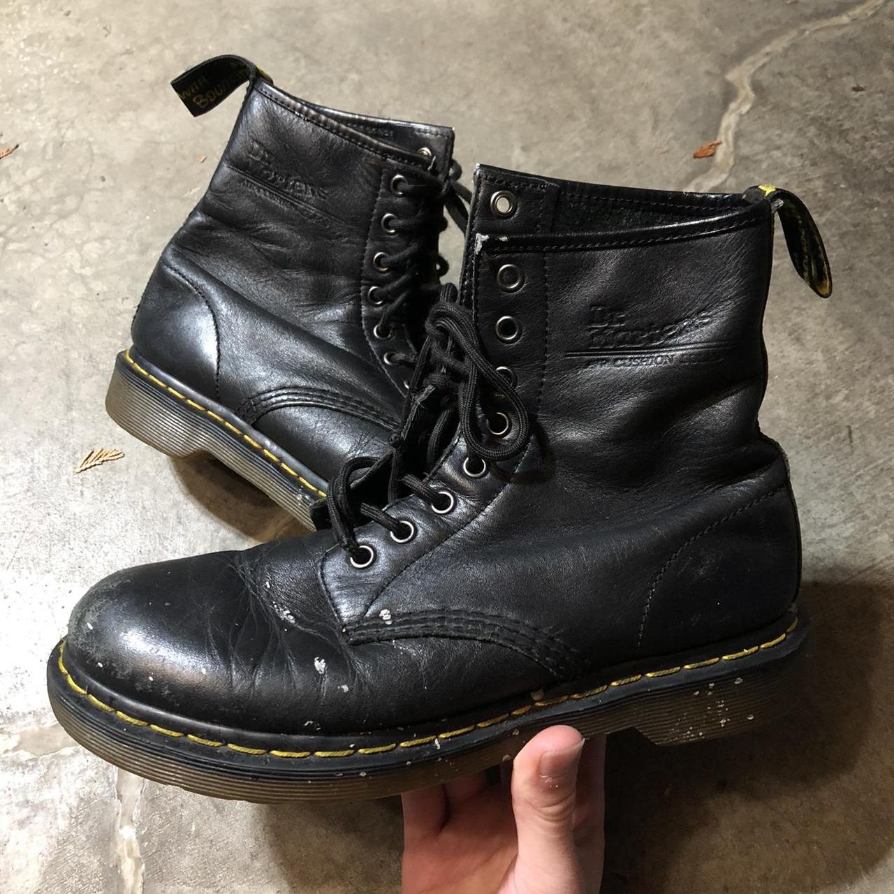 Dr martens black leather boots. Worn in and... - Depop