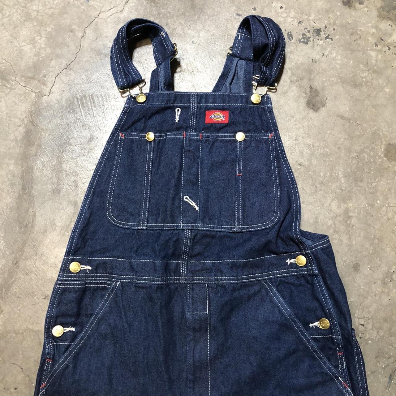 Vintage Y2K dickies denim overalls. Blue worn... - Depop