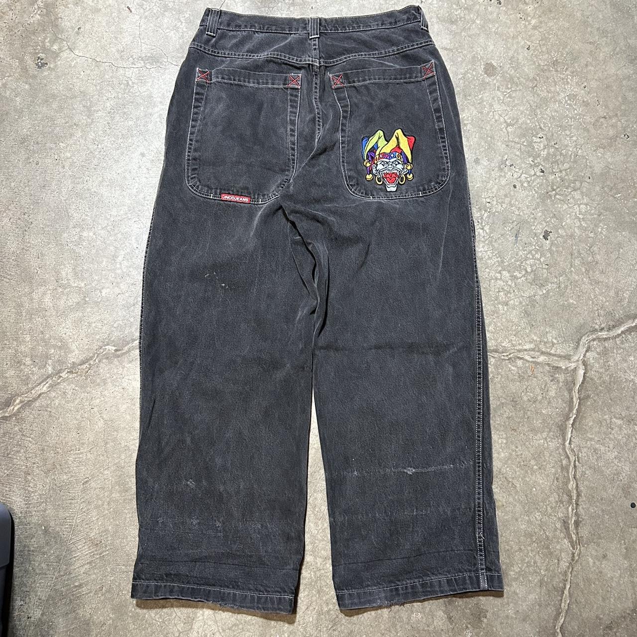 Vintage 90s JNCO jester black denim jeans. Tagged... - Depop