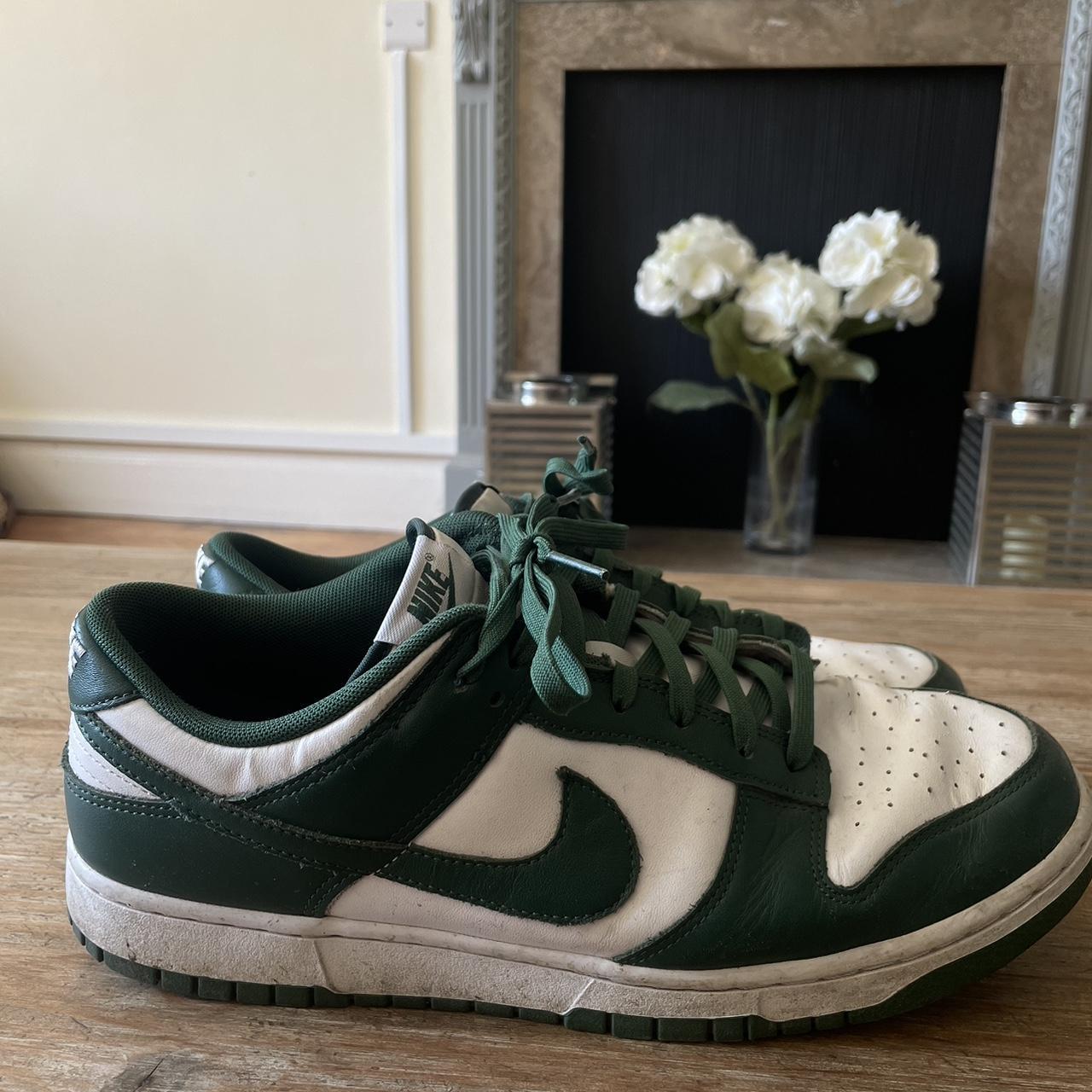 NIKE Dunks Forest Green White - low top - lace... - Depop