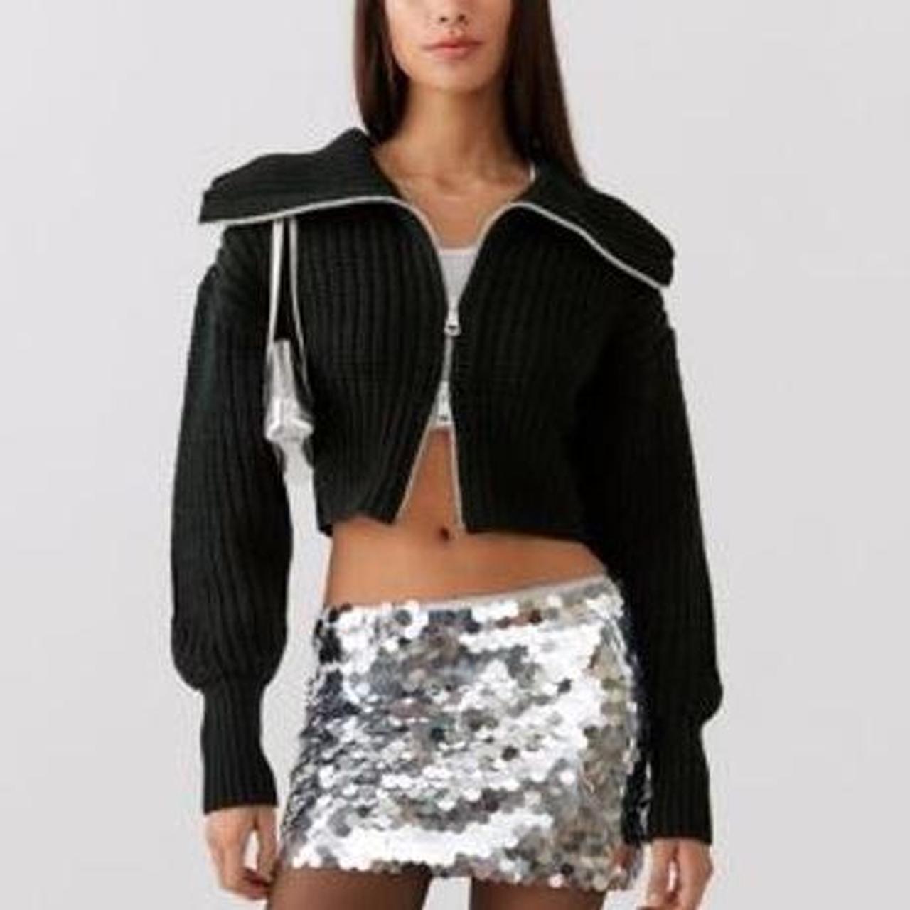 Black Urban Outfitters cropped zip-up Depop