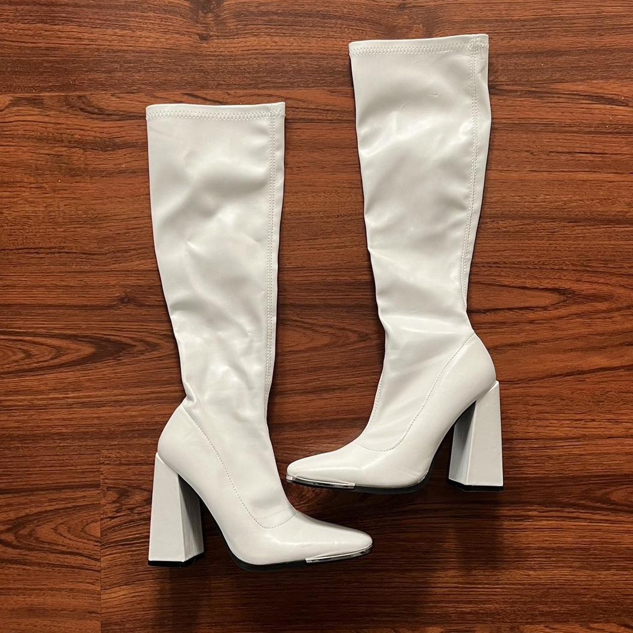Public Desire White Faux Butter Leather Platform... - Depop
